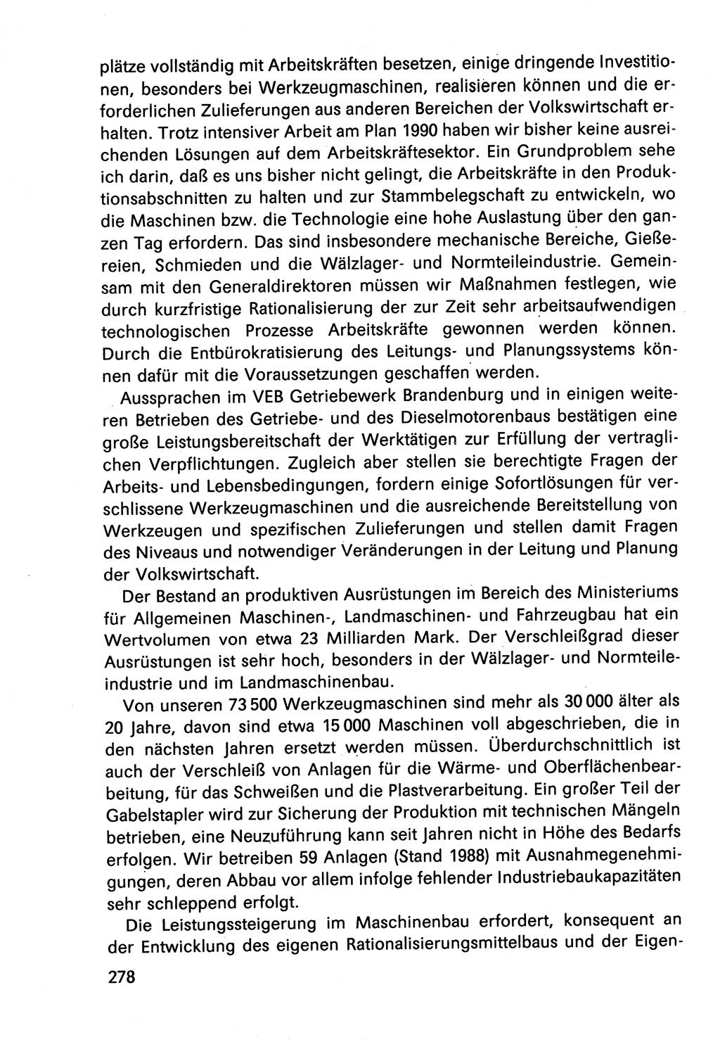 Diskussionsbeiträge, 10. Tagung des ZK (Zentralkomitee) der SED (Sozialistische Einheitspartei Deutschlands) [Deutsche Demokratische Republik (DDR)] 1989, Seite 278 (Disk.-Beitr. 10. Tg. ZK SED DDR 1989, S. 278)