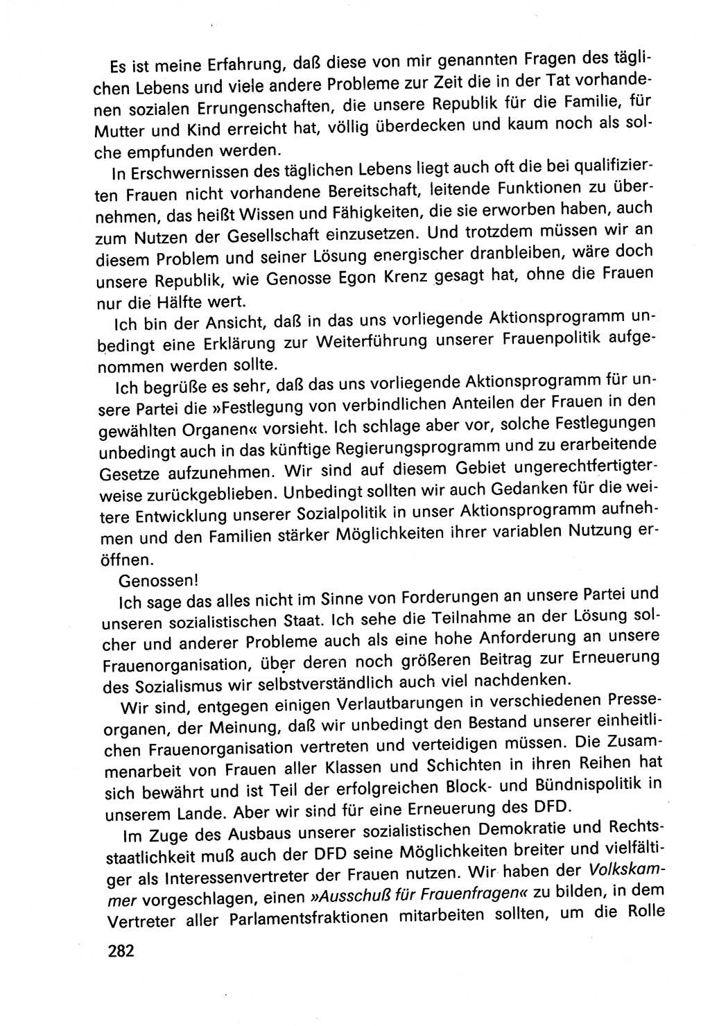 Diskussionsbeiträge, 10. Tagung des ZK (Zentralkomitee) der SED (Sozialistische Einheitspartei Deutschlands) [Deutsche Demokratische Republik (DDR)] 1989, Seite 282 (Disk.-Beitr. 10. Tg. ZK SED DDR 1989, S. 282)