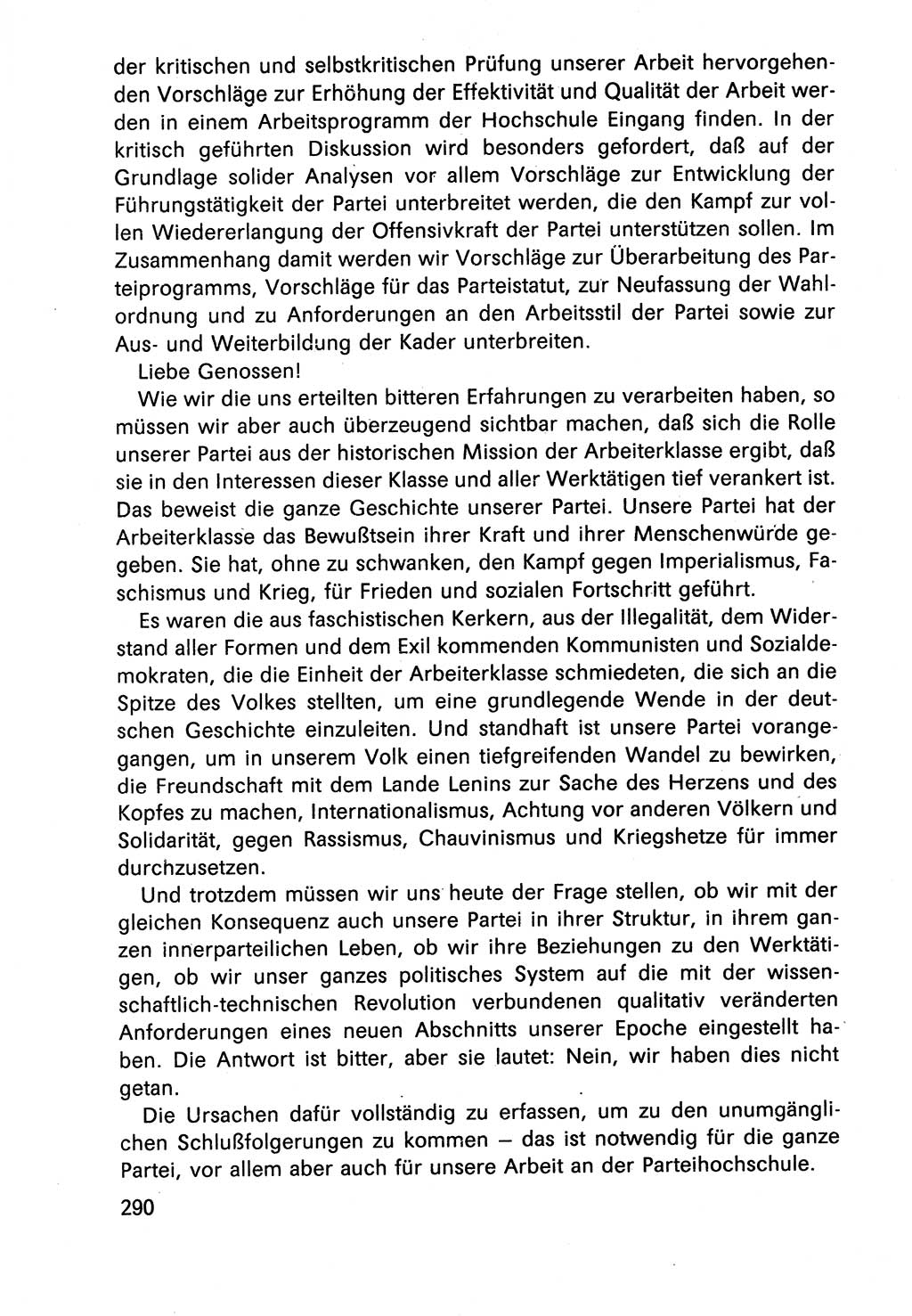 Diskussionsbeiträge, 10. Tagung des ZK (Zentralkomitee) der SED (Sozialistische Einheitspartei Deutschlands) [Deutsche Demokratische Republik (DDR)] 1989, Seite 290 (Disk.-Beitr. 10. Tg. ZK SED DDR 1989, S. 290)