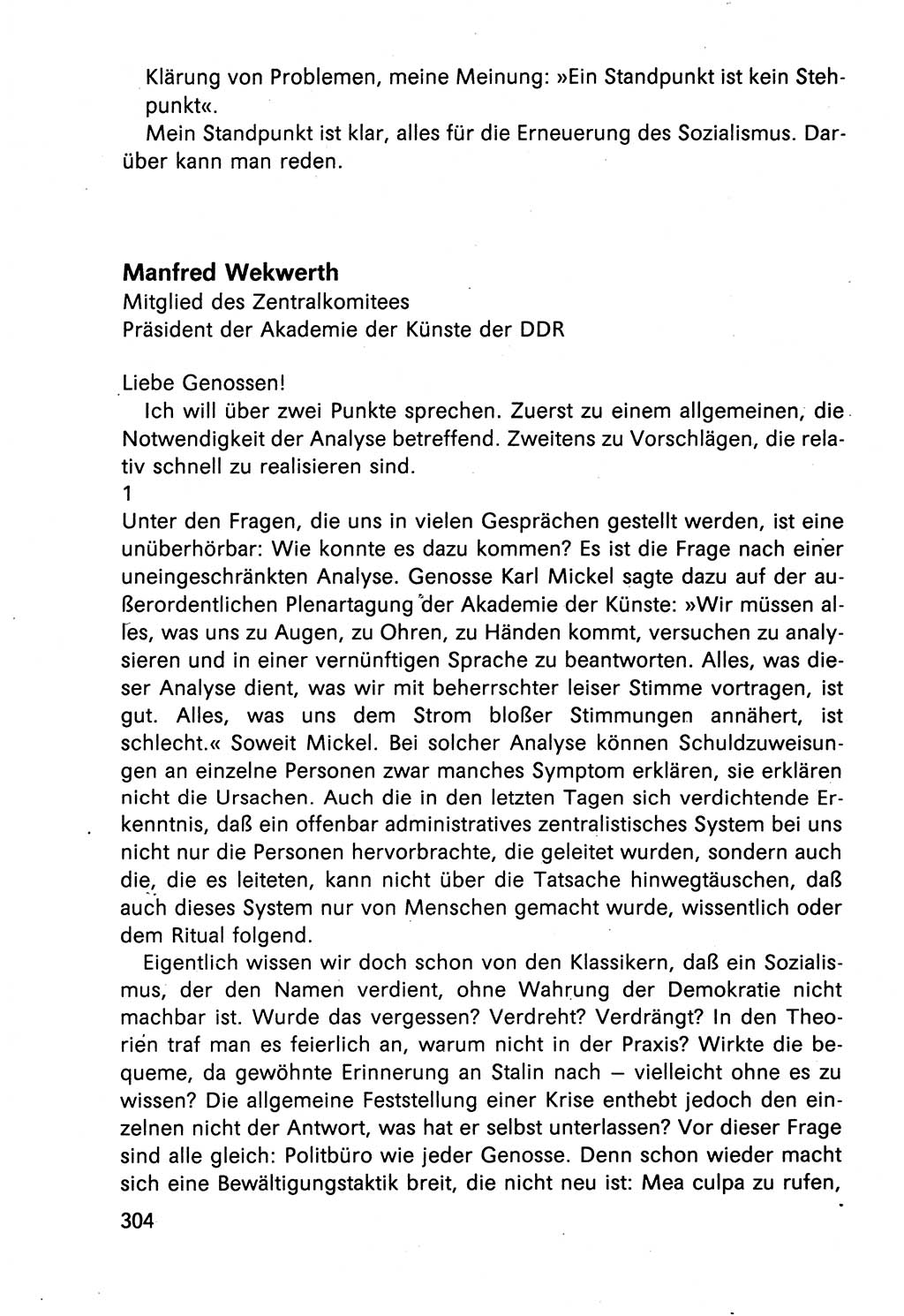 Diskussionsbeiträge, 10. Tagung des ZK (Zentralkomitee) der SED (Sozialistische Einheitspartei Deutschlands) [Deutsche Demokratische Republik (DDR)] 1989, Seite 304 (Disk.-Beitr. 10. Tg. ZK SED DDR 1989, S. 304)