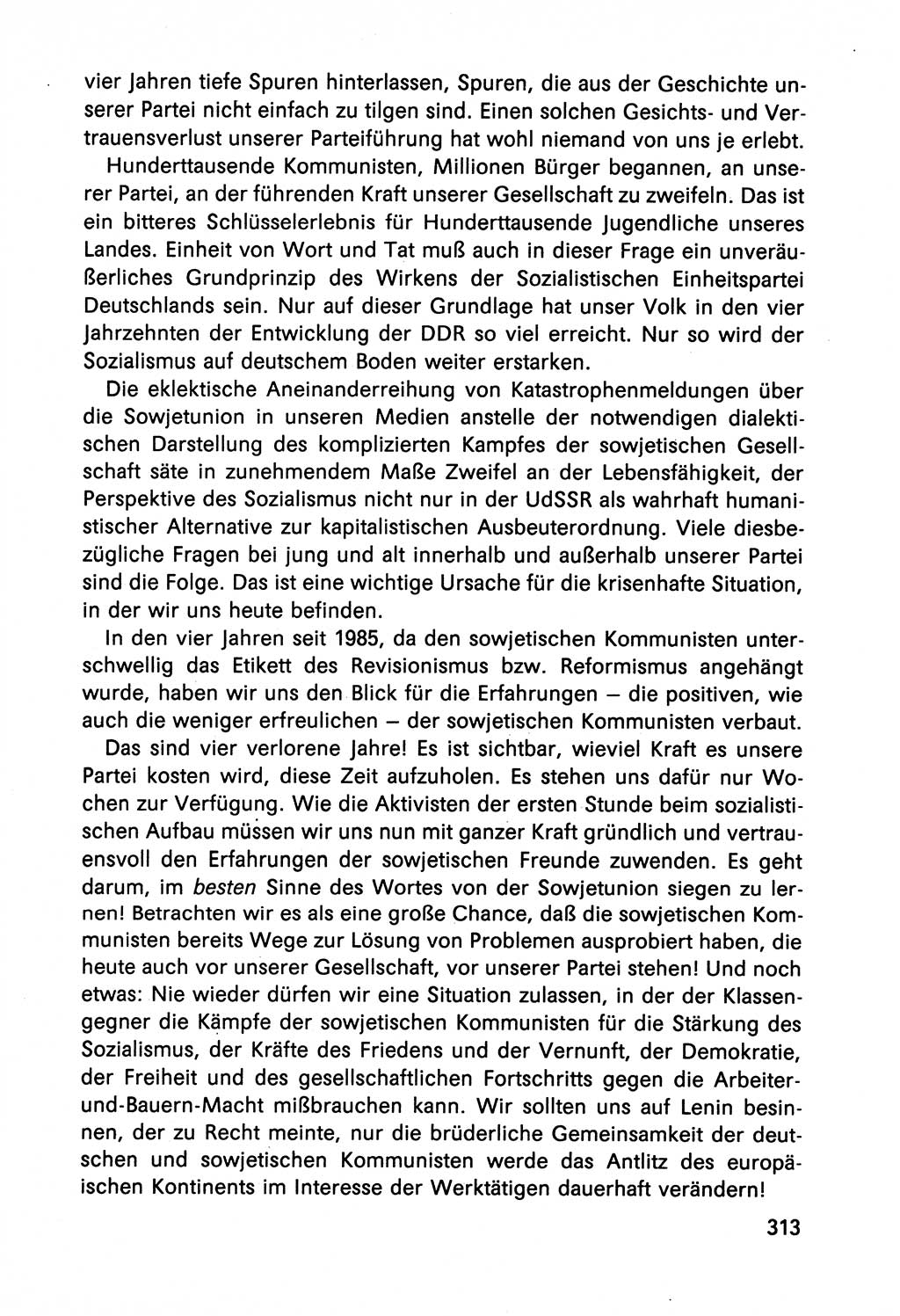 Diskussionsbeiträge, 10. Tagung des ZK (Zentralkomitee) der SED (Sozialistische Einheitspartei Deutschlands) [Deutsche Demokratische Republik (DDR)] 1989, Seite 313 (Disk.-Beitr. 10. Tg. ZK SED DDR 1989, S. 313)