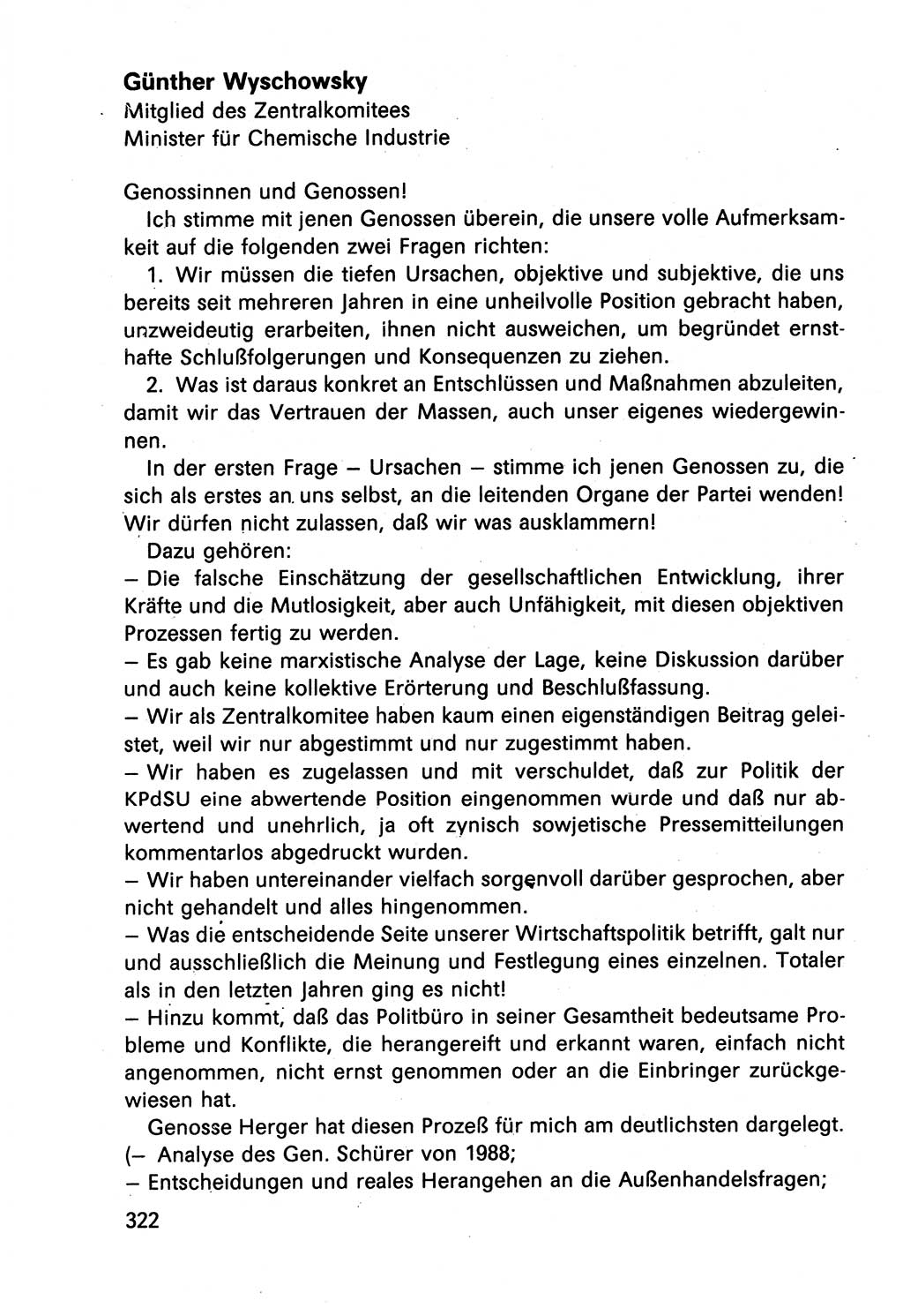 Diskussionsbeiträge, 10. Tagung des ZK (Zentralkomitee) der SED (Sozialistische Einheitspartei Deutschlands) [Deutsche Demokratische Republik (DDR)] 1989, Seite 322 (Disk.-Beitr. 10. Tg. ZK SED DDR 1989, S. 322)