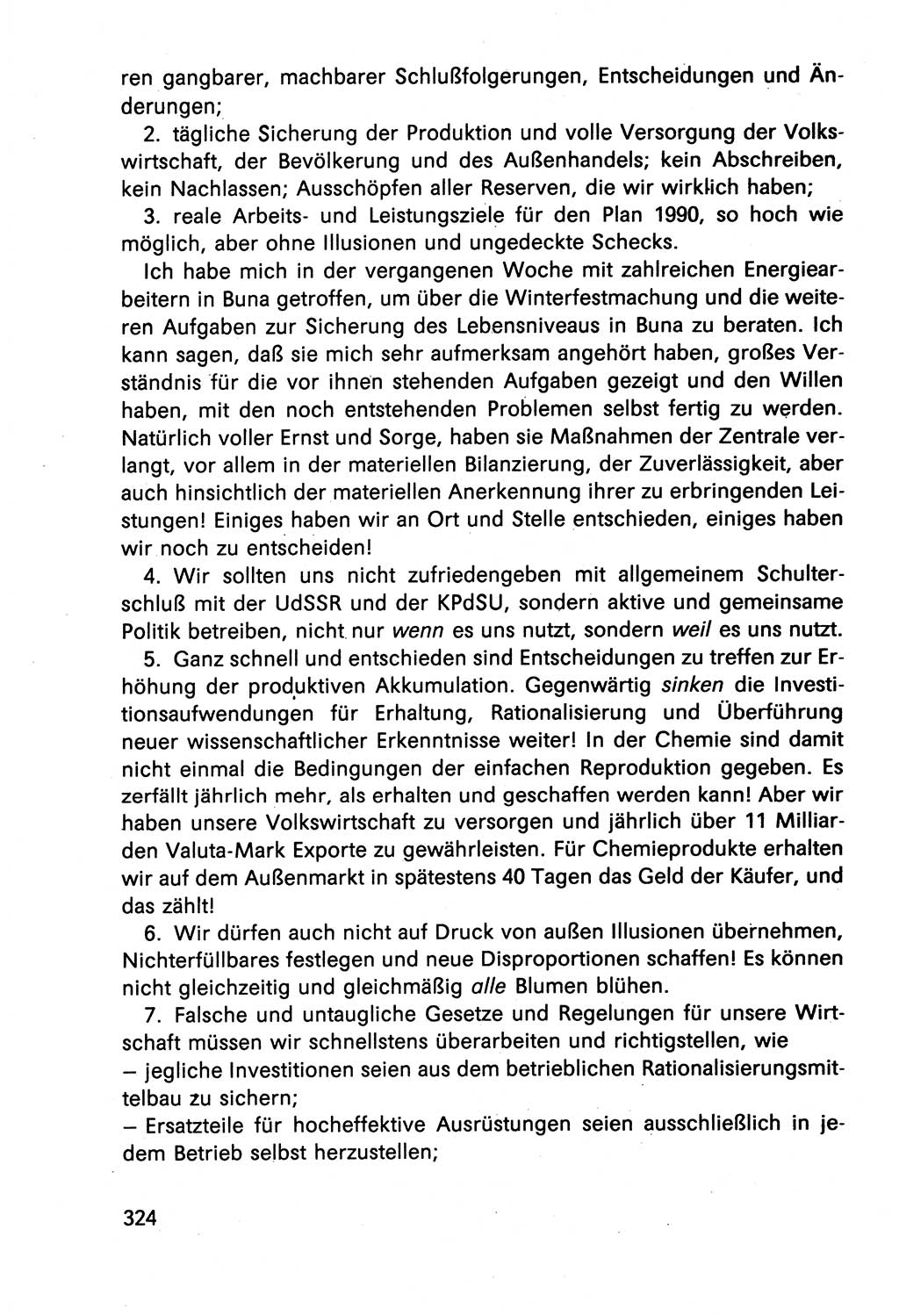 Diskussionsbeiträge, 10. Tagung des ZK (Zentralkomitee) der SED (Sozialistische Einheitspartei Deutschlands) [Deutsche Demokratische Republik (DDR)] 1989, Seite 324 (Disk.-Beitr. 10. Tg. ZK SED DDR 1989, S. 324)