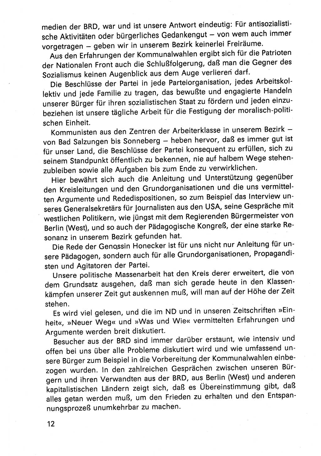 Diskussionsreden, 8. Tagung des ZK (Zentralkomitee) der SED (Sozialistische Einheitspartei Deutschlands) [Deutsche Demokratische Republik (DDR)] 1989, Seite 12 (Disk.-Red. 8. Tg. ZK SED DDR 1989, S. 12)