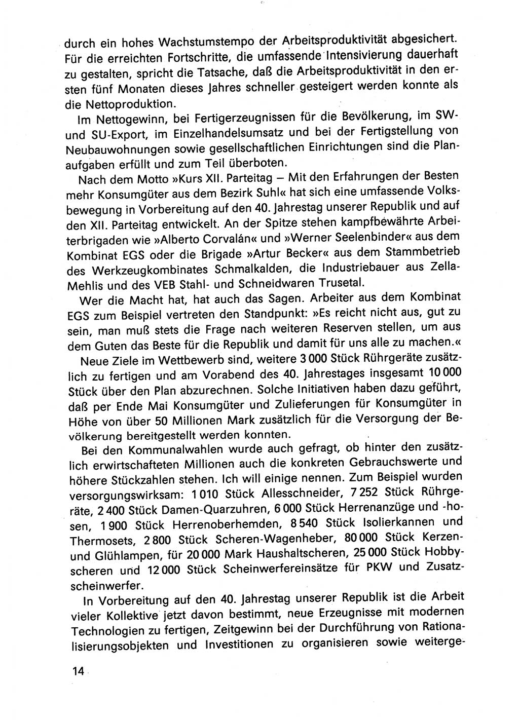 Diskussionsreden, 8. Tagung des ZK (Zentralkomitee) der SED (Sozialistische Einheitspartei Deutschlands) [Deutsche Demokratische Republik (DDR)] 1989, Seite 14 (Disk.-Red. 8. Tg. ZK SED DDR 1989, S. 14)