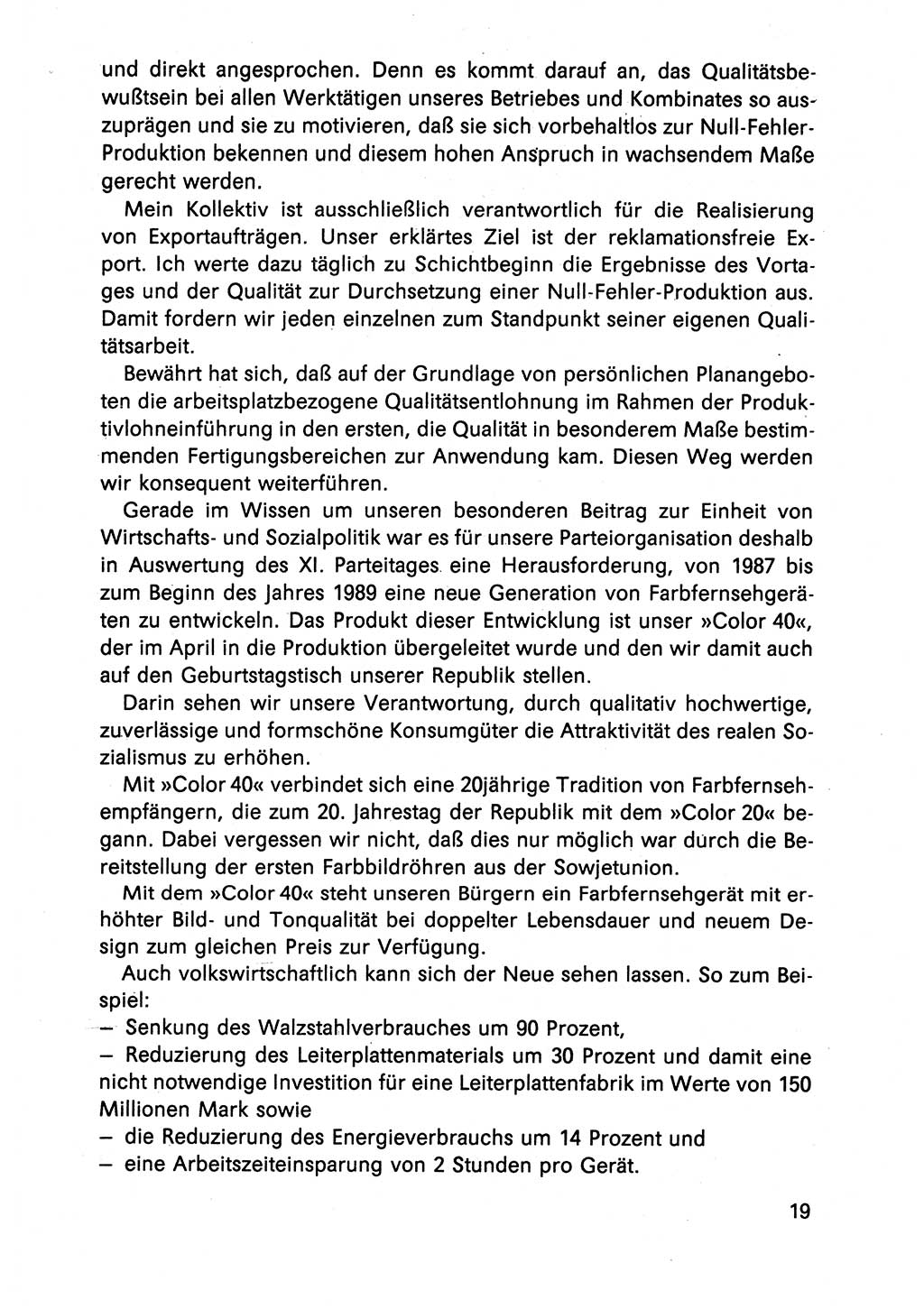 Diskussionsreden, 8. Tagung des ZK (Zentralkomitee) der SED (Sozialistische Einheitspartei Deutschlands) [Deutsche Demokratische Republik (DDR)] 1989, Seite 19 (Disk.-Red. 8. Tg. ZK SED DDR 1989, S. 19)