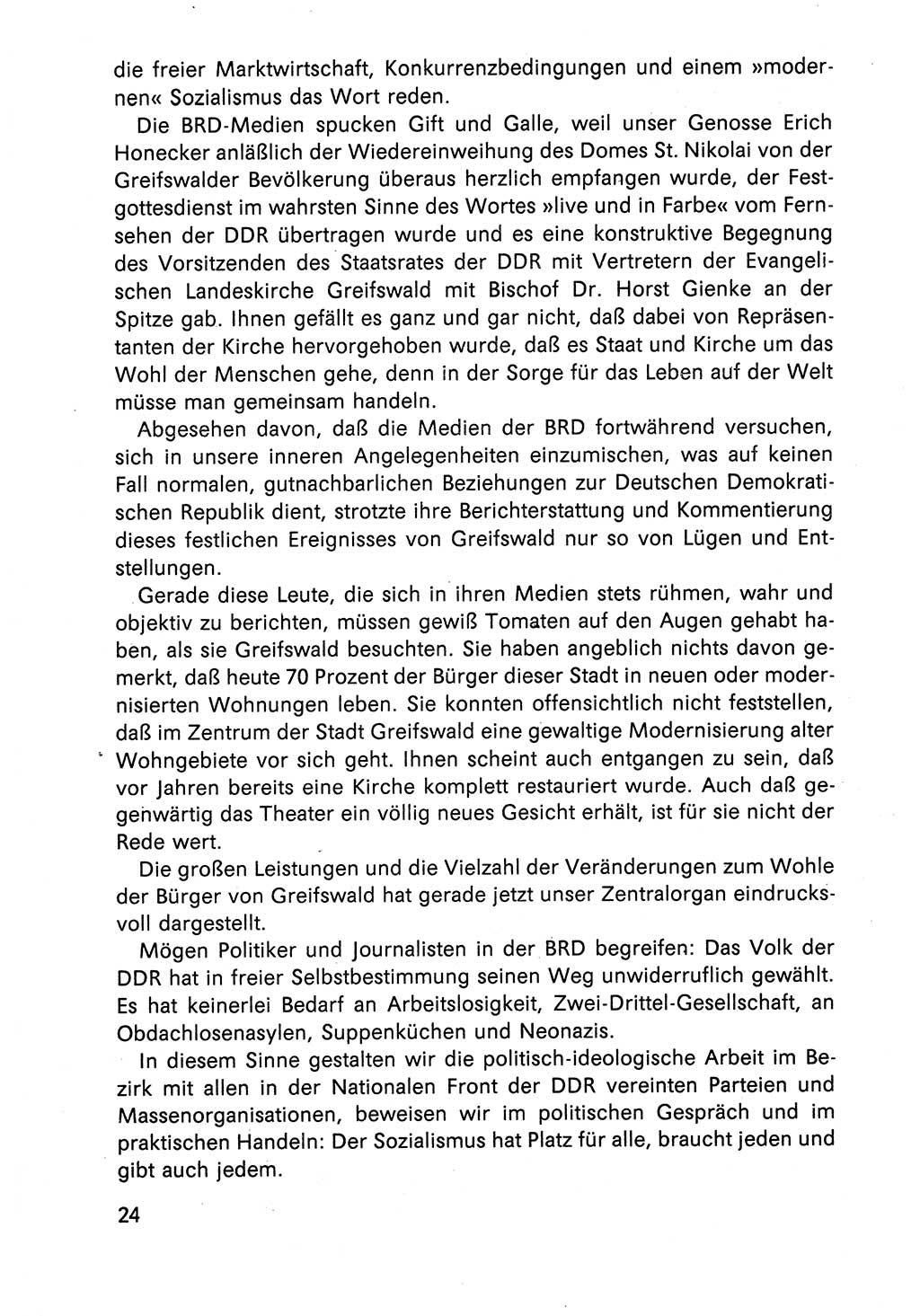 Diskussionsreden, 8. Tagung des ZK (Zentralkomitee) der SED (Sozialistische Einheitspartei Deutschlands) [Deutsche Demokratische Republik (DDR)] 1989, Seite 24 (Disk.-Red. 8. Tg. ZK SED DDR 1989, S. 24)