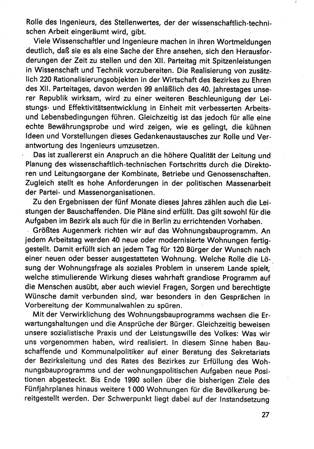 Diskussionsreden, 8. Tagung des ZK (Zentralkomitee) der SED (Sozialistische Einheitspartei Deutschlands) [Deutsche Demokratische Republik (DDR)] 1989, Seite 27 (Disk.-Red. 8. Tg. ZK SED DDR 1989, S. 27)