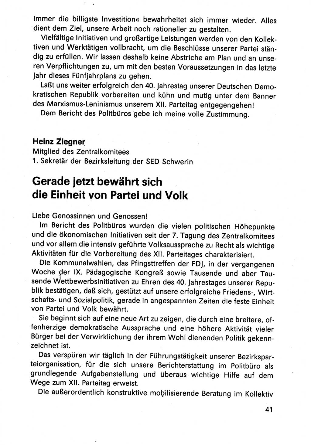 Diskussionsreden, 8. Tagung des ZK (Zentralkomitee) der SED (Sozialistische Einheitspartei Deutschlands) [Deutsche Demokratische Republik (DDR)] 1989, Seite 41 (Disk.-Red. 8. Tg. ZK SED DDR 1989, S. 41)