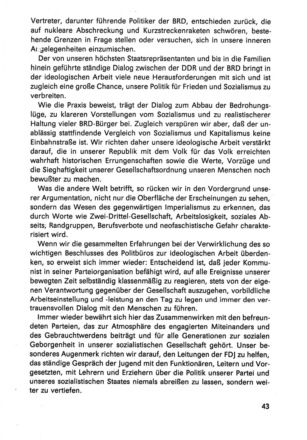 Diskussionsreden, 8. Tagung des ZK (Zentralkomitee) der SED (Sozialistische Einheitspartei Deutschlands) [Deutsche Demokratische Republik (DDR)] 1989, Seite 43 (Disk.-Red. 8. Tg. ZK SED DDR 1989, S. 43)