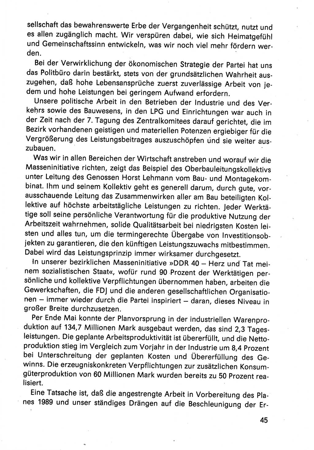 Diskussionsreden, 8. Tagung des ZK (Zentralkomitee) der SED (Sozialistische Einheitspartei Deutschlands) [Deutsche Demokratische Republik (DDR)] 1989, Seite 45 (Disk.-Red. 8. Tg. ZK SED DDR 1989, S. 45)