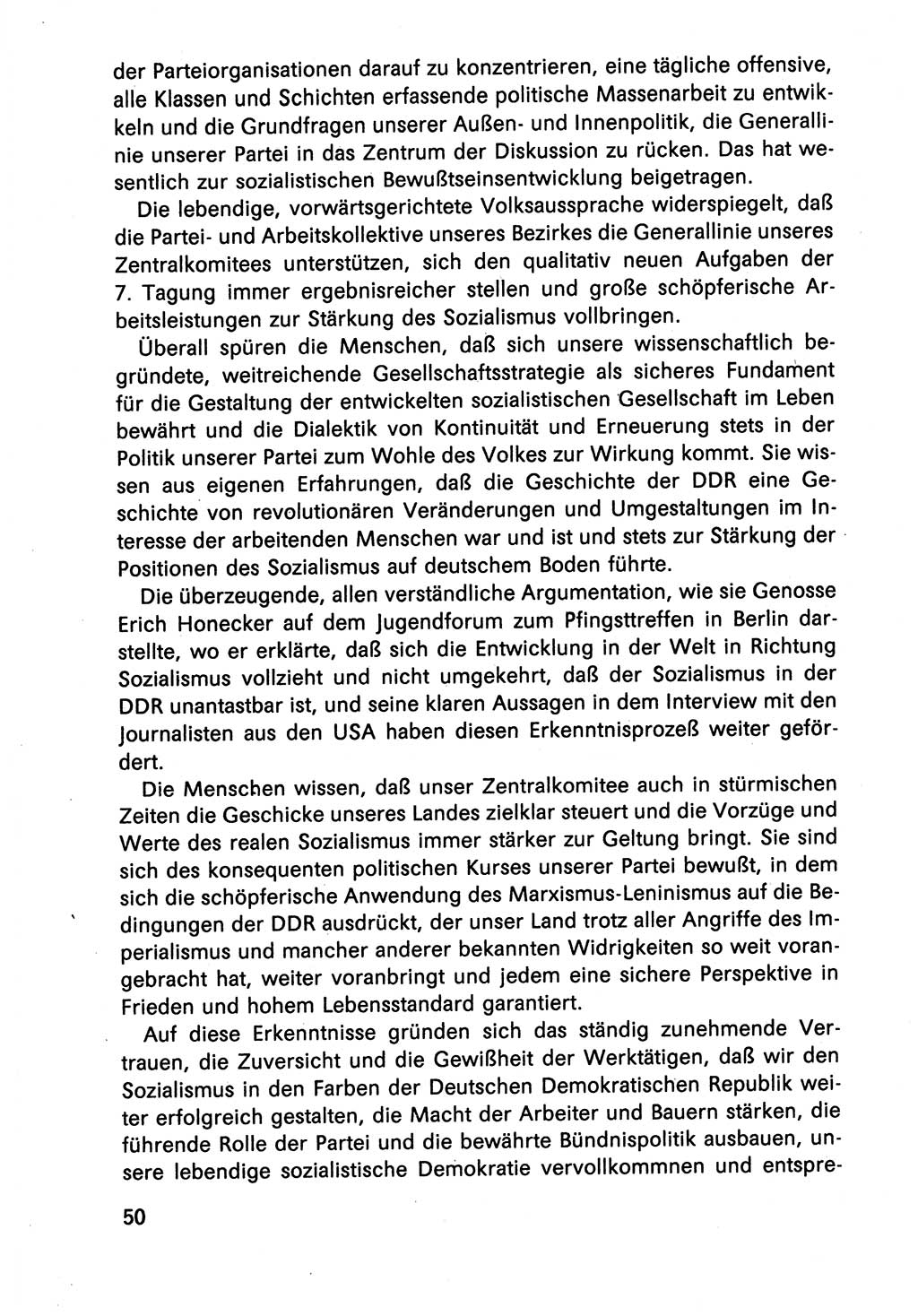 Diskussionsreden, 8. Tagung des ZK (Zentralkomitee) der SED (Sozialistische Einheitspartei Deutschlands) [Deutsche Demokratische Republik (DDR)] 1989, Seite 50 (Disk.-Red. 8. Tg. ZK SED DDR 1989, S. 50)