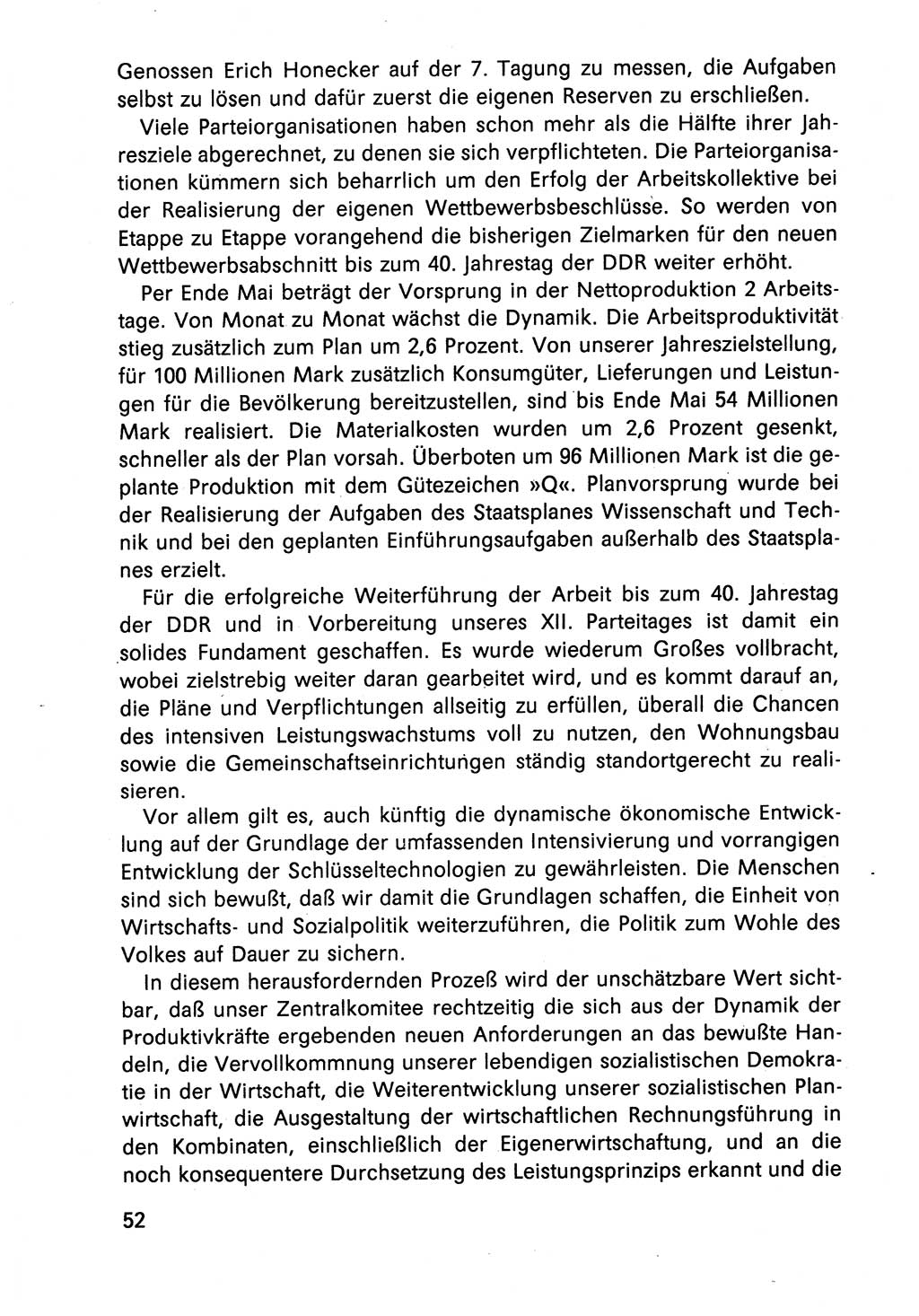 Diskussionsreden, 8. Tagung des ZK (Zentralkomitee) der SED (Sozialistische Einheitspartei Deutschlands) [Deutsche Demokratische Republik (DDR)] 1989, Seite 52 (Disk.-Red. 8. Tg. ZK SED DDR 1989, S. 52)