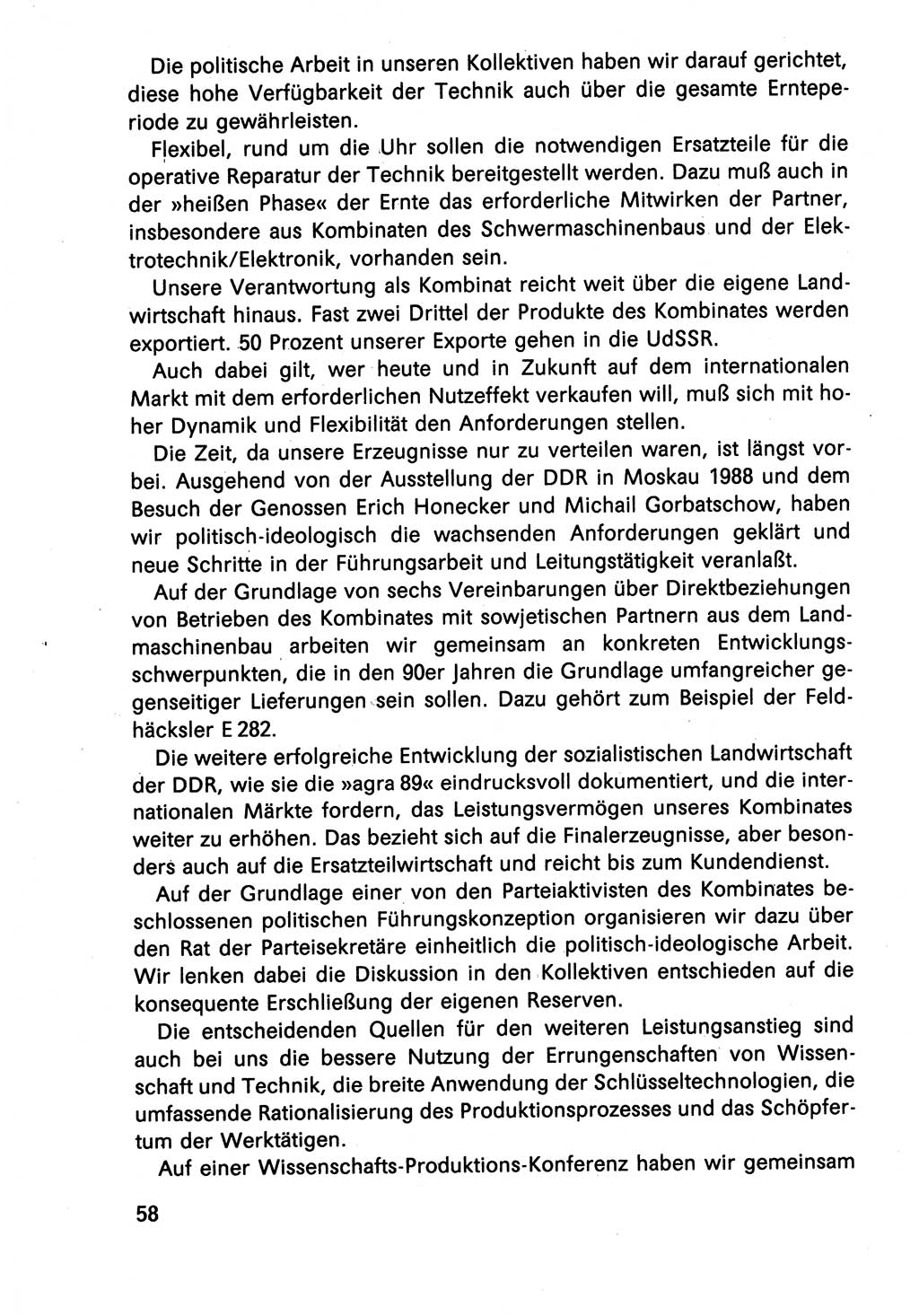 Diskussionsreden, 8. Tagung des ZK (Zentralkomitee) der SED (Sozialistische Einheitspartei Deutschlands) [Deutsche Demokratische Republik (DDR)] 1989, Seite 58 (Disk.-Red. 8. Tg. ZK SED DDR 1989, S. 58)
