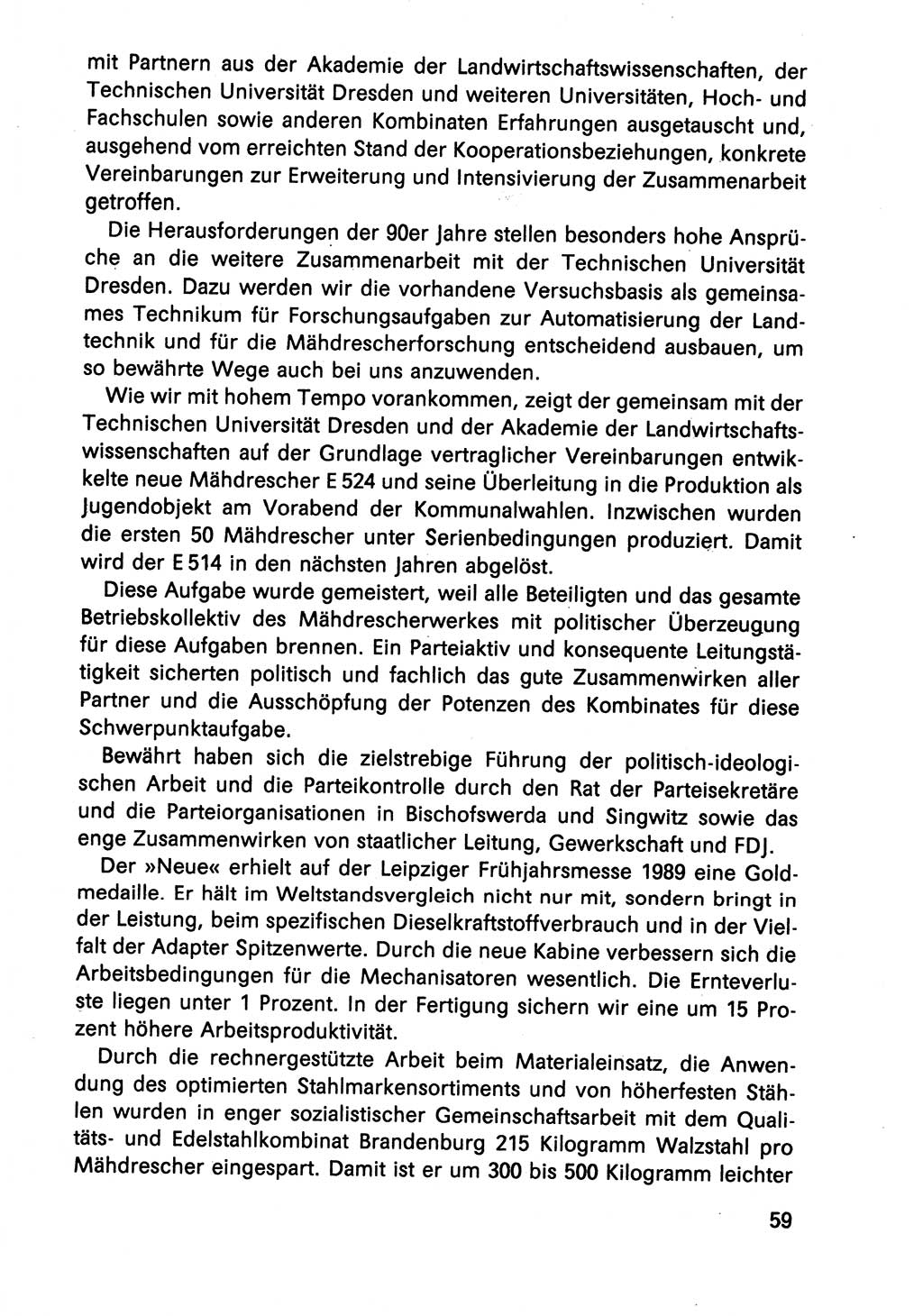 Diskussionsreden, 8. Tagung des ZK (Zentralkomitee) der SED (Sozialistische Einheitspartei Deutschlands) [Deutsche Demokratische Republik (DDR)] 1989, Seite 59 (Disk.-Red. 8. Tg. ZK SED DDR 1989, S. 59)