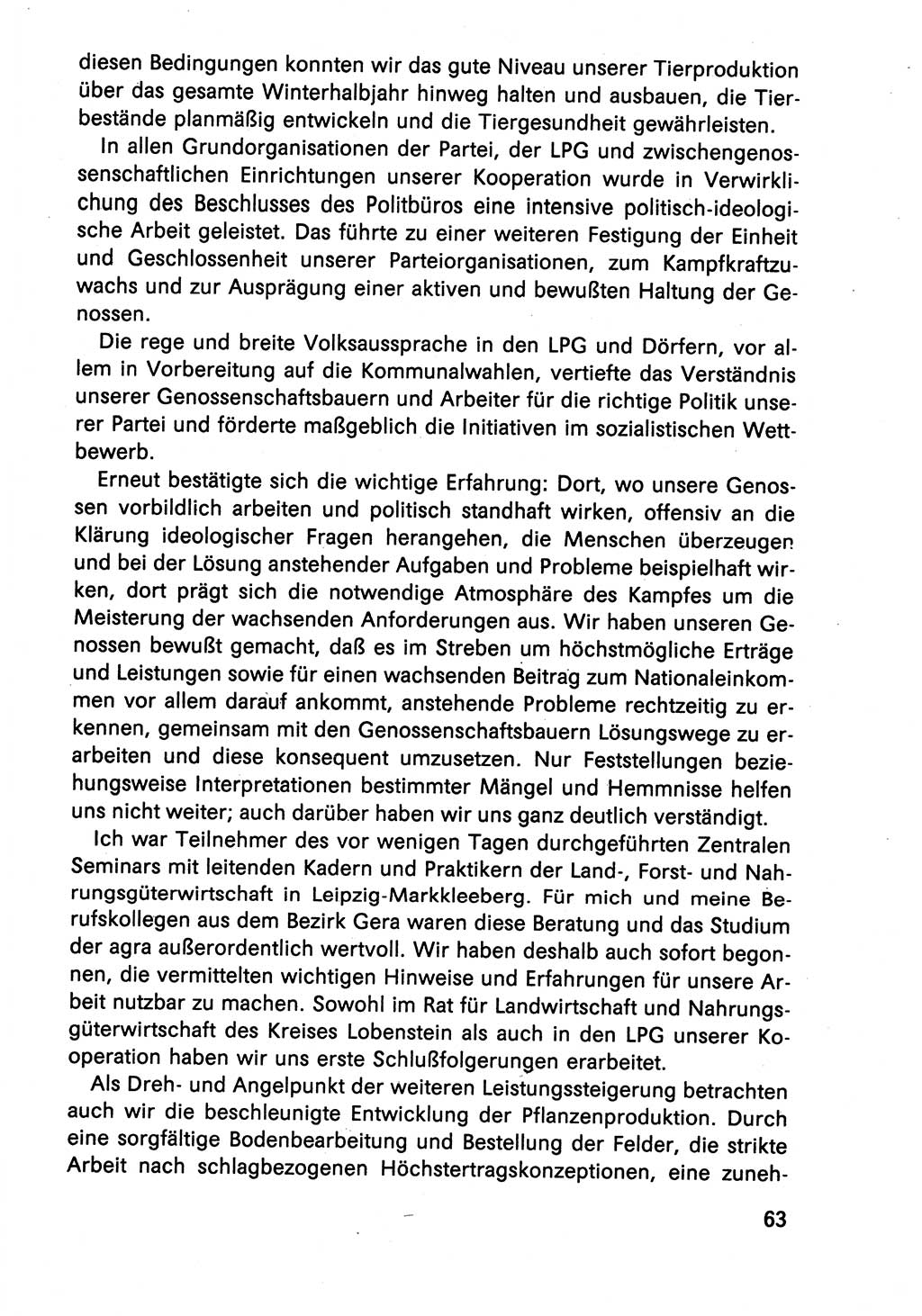 Diskussionsreden, 8. Tagung des ZK (Zentralkomitee) der SED (Sozialistische Einheitspartei Deutschlands) [Deutsche Demokratische Republik (DDR)] 1989, Seite 63 (Disk.-Red. 8. Tg. ZK SED DDR 1989, S. 63)