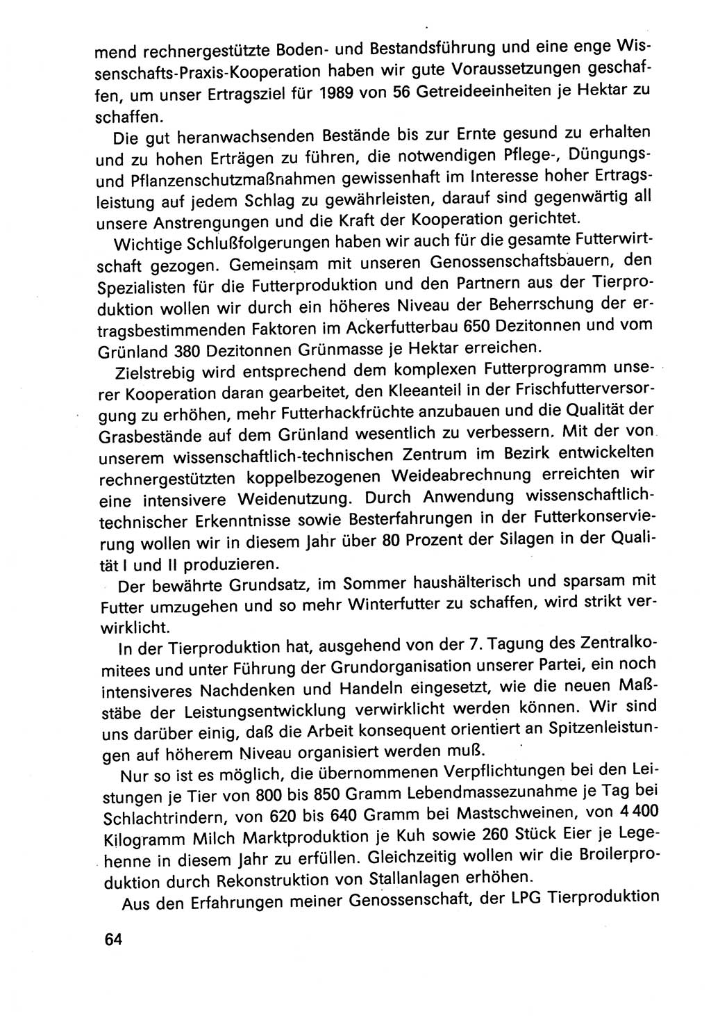 Diskussionsreden, 8. Tagung des ZK (Zentralkomitee) der SED (Sozialistische Einheitspartei Deutschlands) [Deutsche Demokratische Republik (DDR)] 1989, Seite 64 (Disk.-Red. 8. Tg. ZK SED DDR 1989, S. 64)