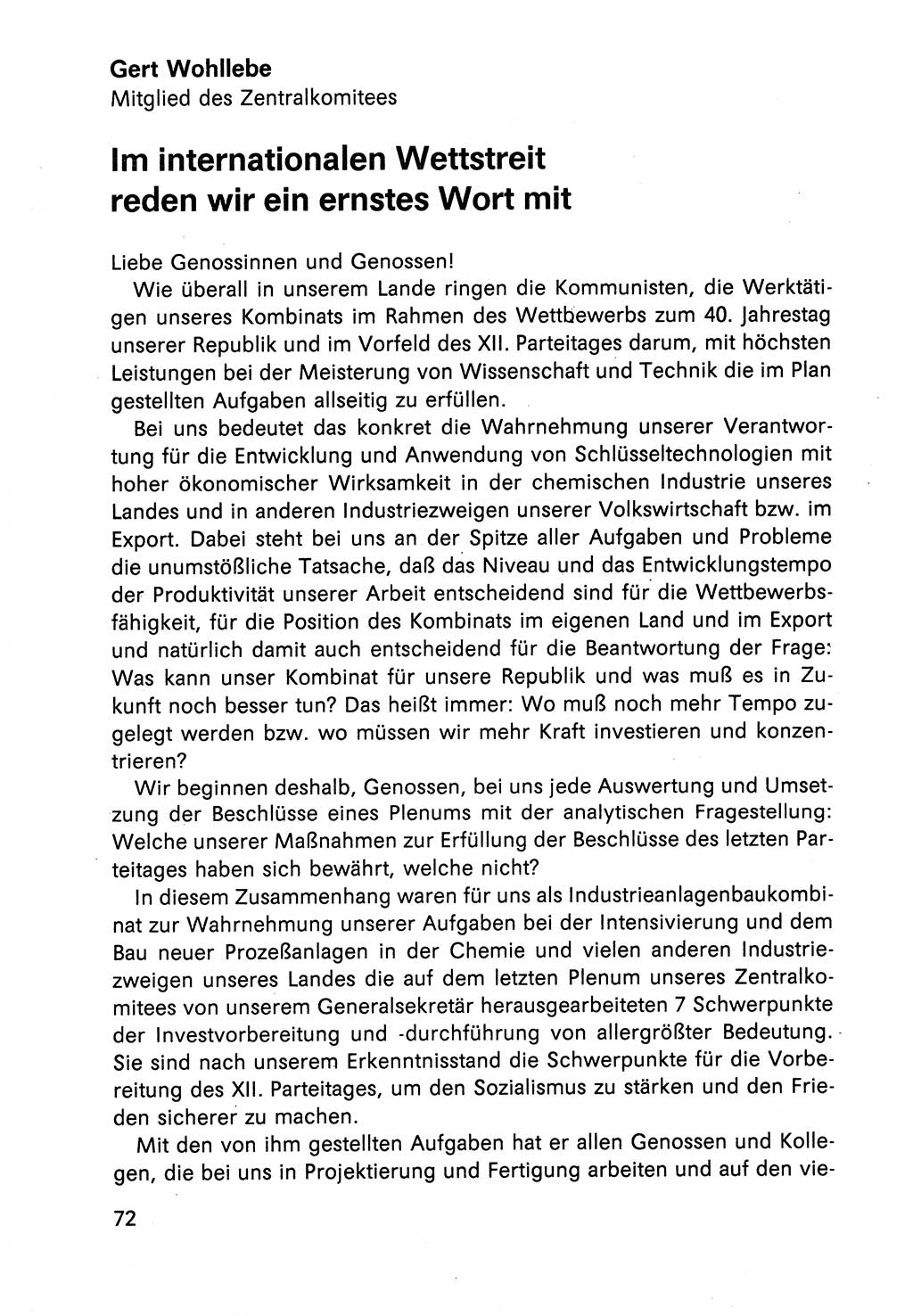 Diskussionsreden, 8. Tagung des ZK (Zentralkomitee) der SED (Sozialistische Einheitspartei Deutschlands) [Deutsche Demokratische Republik (DDR)] 1989, Seite 72 (Disk.-Red. 8. Tg. ZK SED DDR 1989, S. 72)