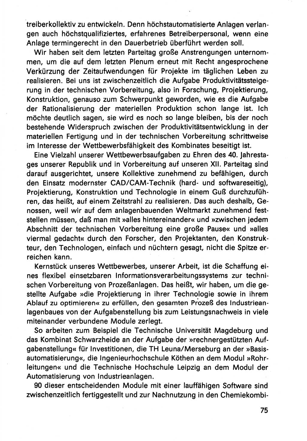 Diskussionsreden, 8. Tagung des ZK (Zentralkomitee) der SED (Sozialistische Einheitspartei Deutschlands) [Deutsche Demokratische Republik (DDR)] 1989, Seite 75 (Disk.-Red. 8. Tg. ZK SED DDR 1989, S. 75)