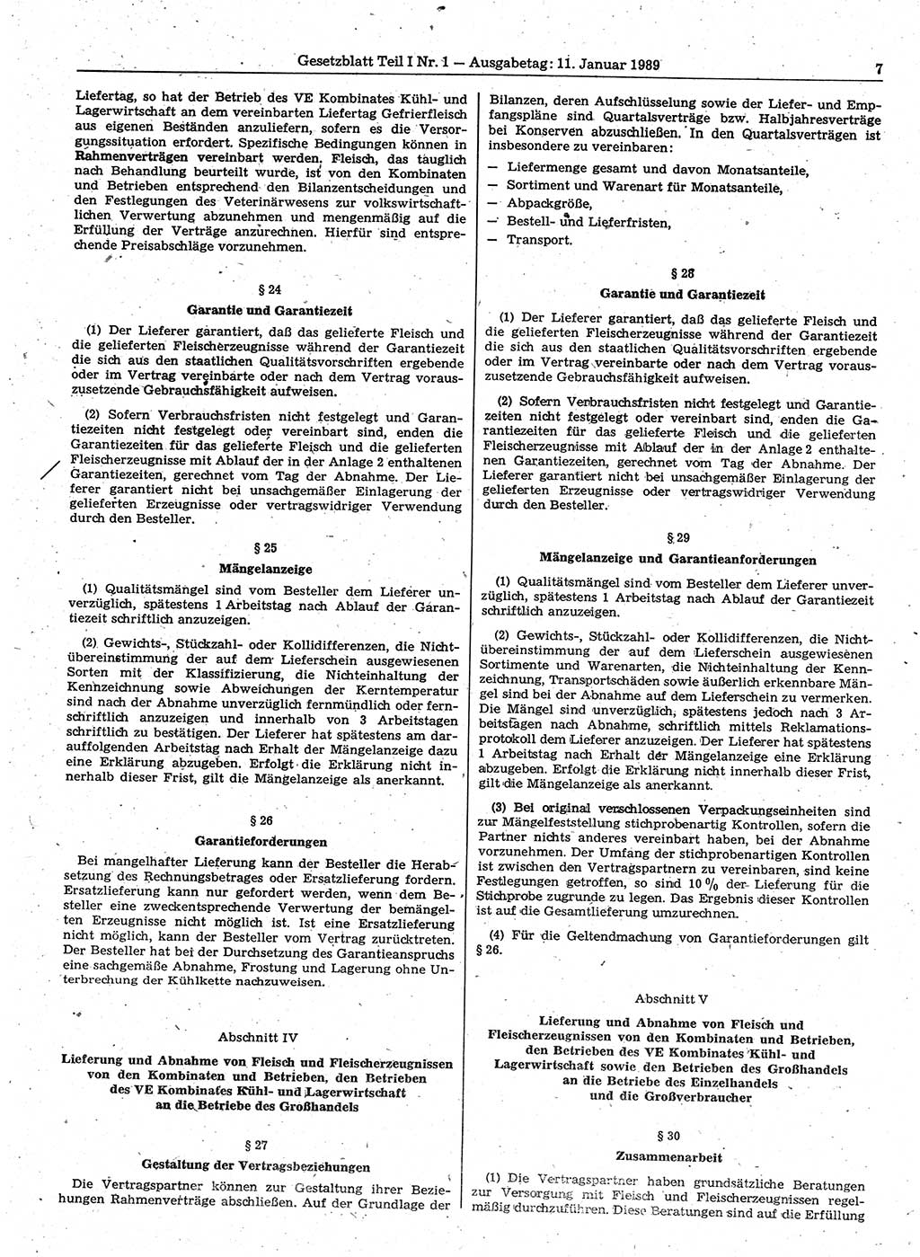Gesetzblatt (GBl.) der Deutschen Demokratischen Republik (DDR) Teil Ⅰ 1989, Seite 7 (GBl. DDR Ⅰ 1989, S. 7)