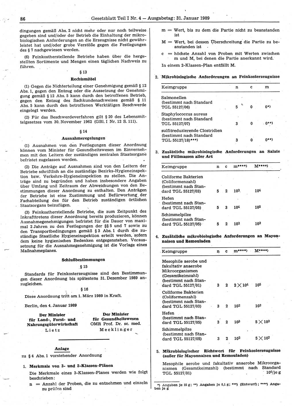 Gesetzblatt (GBl.) der Deutschen Demokratischen Republik (DDR) Teil Ⅰ 1989, Seite 86 (GBl. DDR Ⅰ 1989, S. 86)