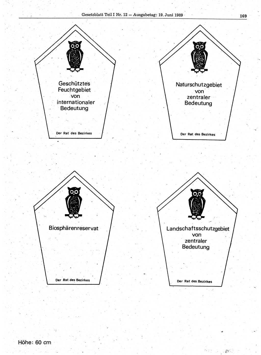 Gesetzblatt (GBl.) der Deutschen Demokratischen Republik (DDR) Teil Ⅰ 1989, Seite 169 (GBl. DDR Ⅰ 1989, S. 169)