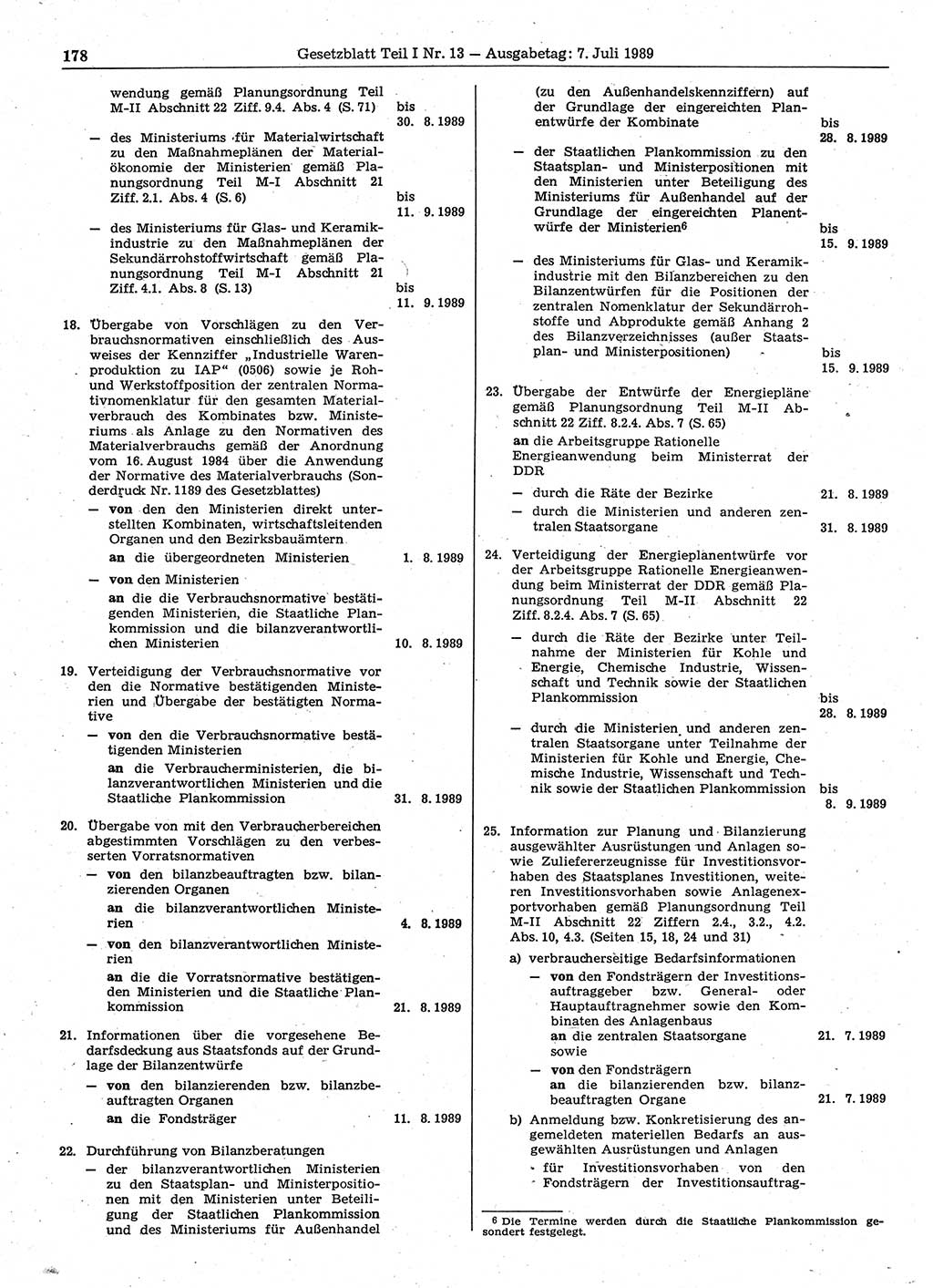 Gesetzblatt (GBl.) der Deutschen Demokratischen Republik (DDR) Teil Ⅰ 1989, Seite 178 (GBl. DDR Ⅰ 1989, S. 178)
