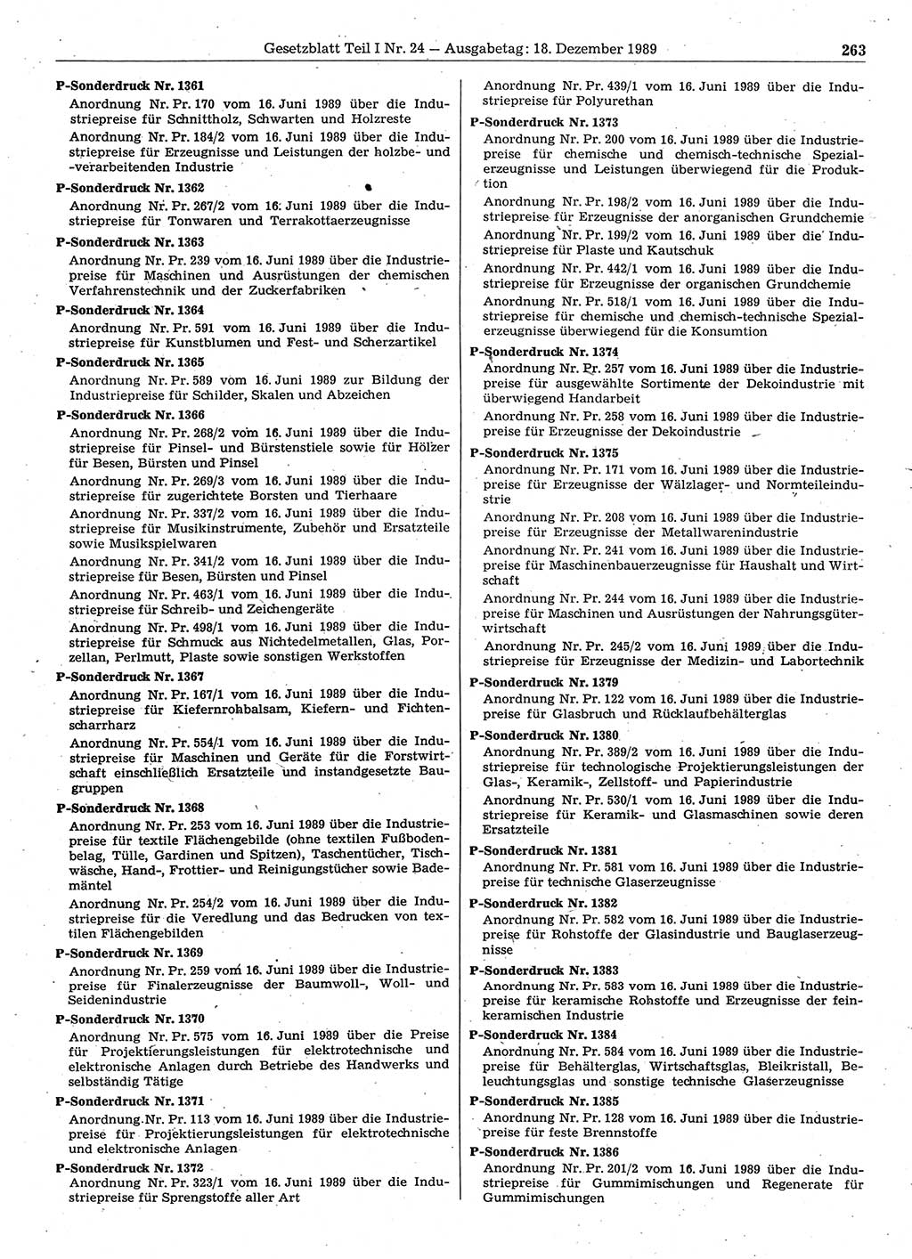 Gesetzblatt (GBl.) der Deutschen Demokratischen Republik (DDR) Teil Ⅰ 1989, Seite 263 (GBl. DDR Ⅰ 1989, S. 263)