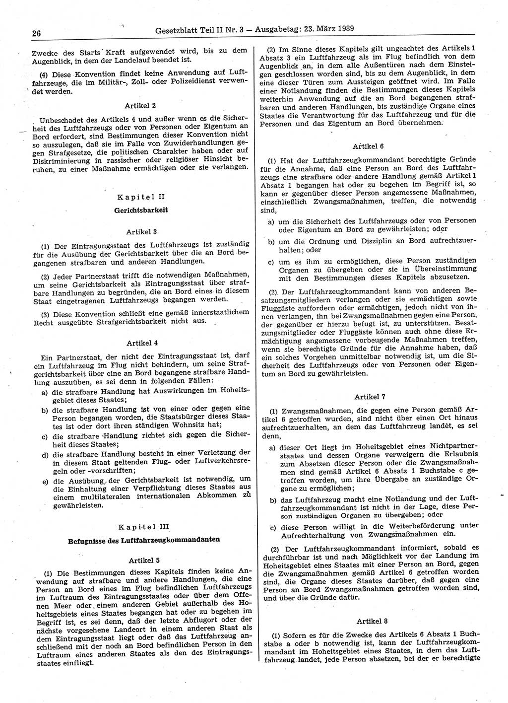 Gesetzblatt (GBl.) der Deutschen Demokratischen Republik (DDR) Teil ⅠⅠ 1989, Seite 26 (GBl. DDR ⅠⅠ 1989, S. 26)