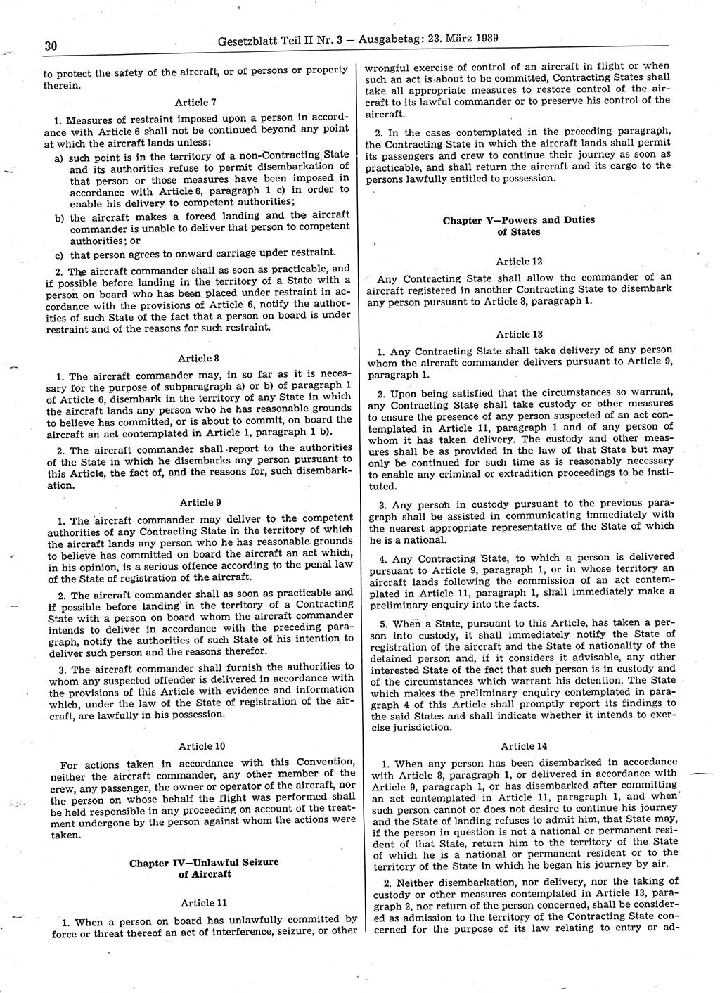 Gesetzblatt (GBl.) der Deutschen Demokratischen Republik (DDR) Teil ⅠⅠ 1989, Seite 30 (GBl. DDR ⅠⅠ 1989, S. 30)
