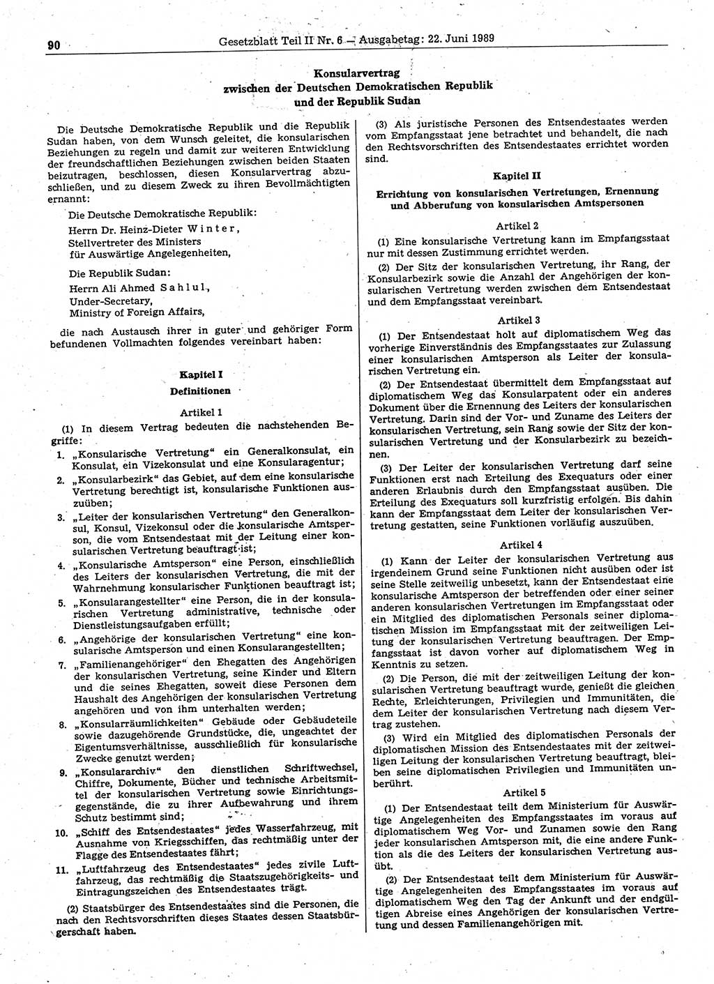 Gesetzblatt (GBl.) der Deutschen Demokratischen Republik (DDR) Teil ⅠⅠ 1989, Seite 90 (GBl. DDR ⅠⅠ 1989, S. 90)