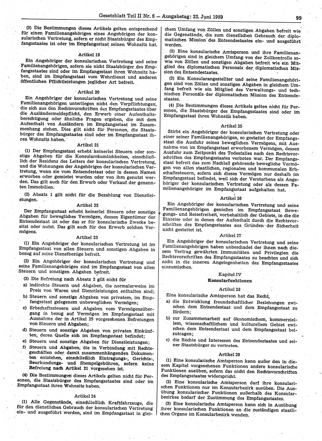 Gesetzblatt (GBl.) der Deutschen Demokratischen Republik (DDR) Teil ⅠⅠ 1989, Seite 99 (GBl. DDR ⅠⅠ 1989, S. 99)