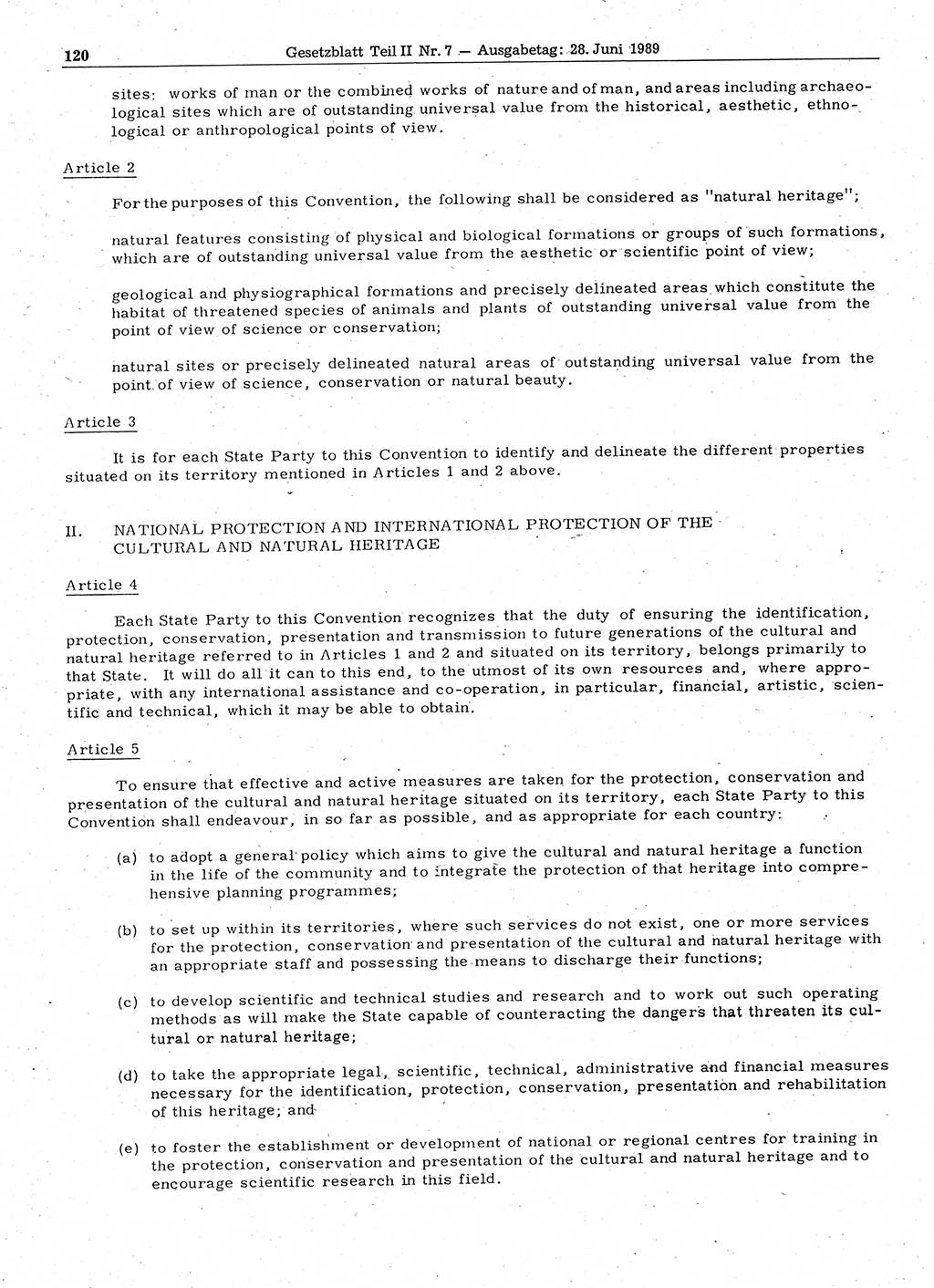 Gesetzblatt (GBl.) der Deutschen Demokratischen Republik (DDR) Teil ⅠⅠ 1989, Seite 120 (GBl. DDR ⅠⅠ 1989, S. 120)