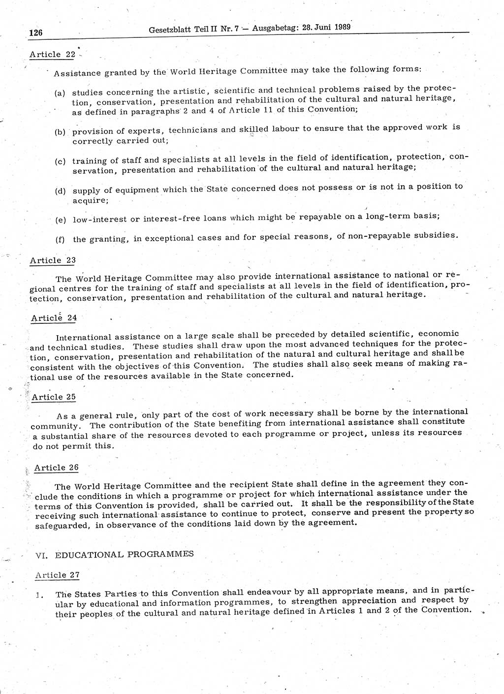 Gesetzblatt (GBl.) der Deutschen Demokratischen Republik (DDR) Teil ⅠⅠ 1989, Seite 126 (GBl. DDR ⅠⅠ 1989, S. 126)