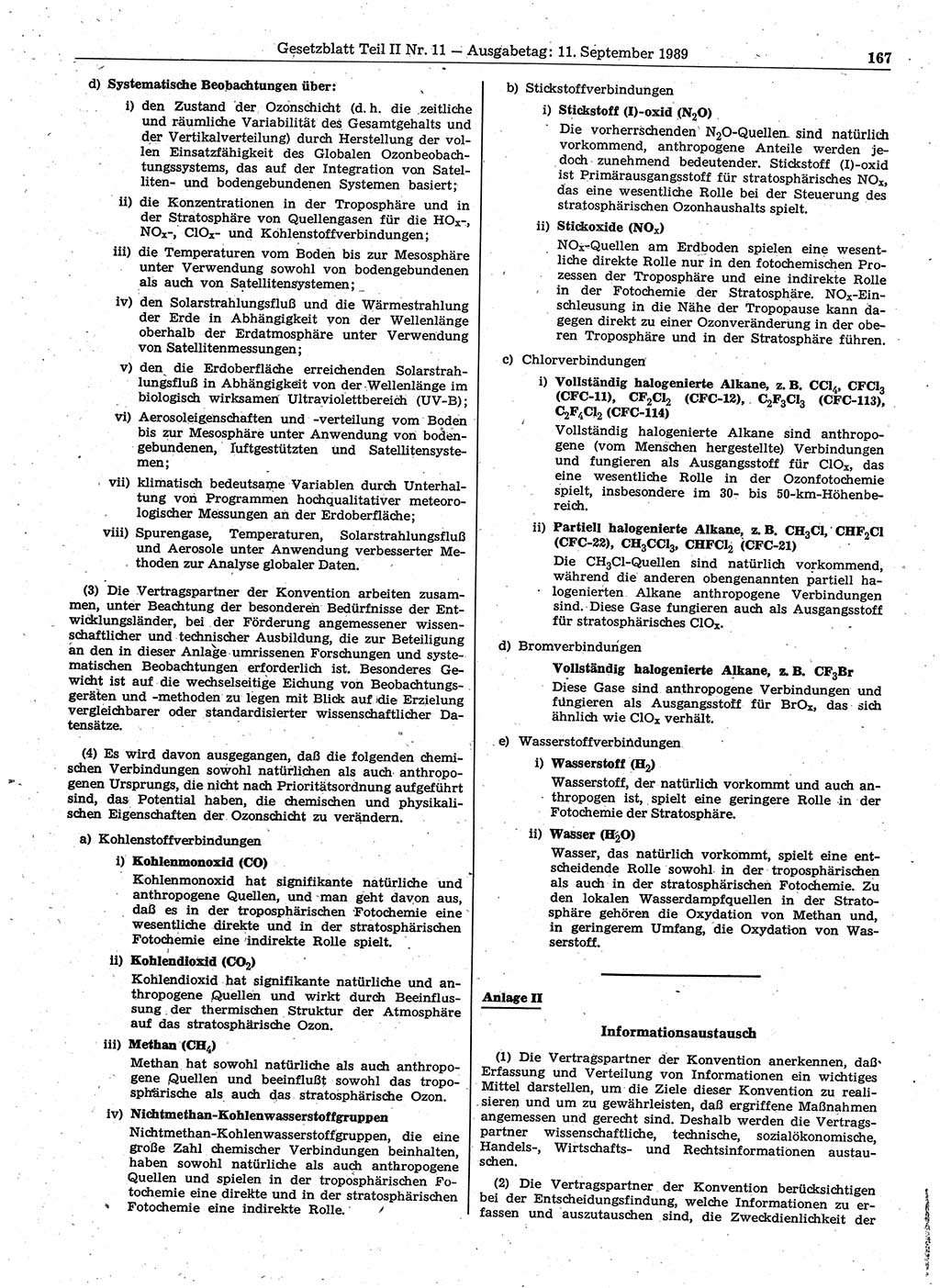 Gesetzblatt (GBl.) der Deutschen Demokratischen Republik (DDR) Teil ⅠⅠ 1989, Seite 167 (GBl. DDR ⅠⅠ 1989, S. 167)