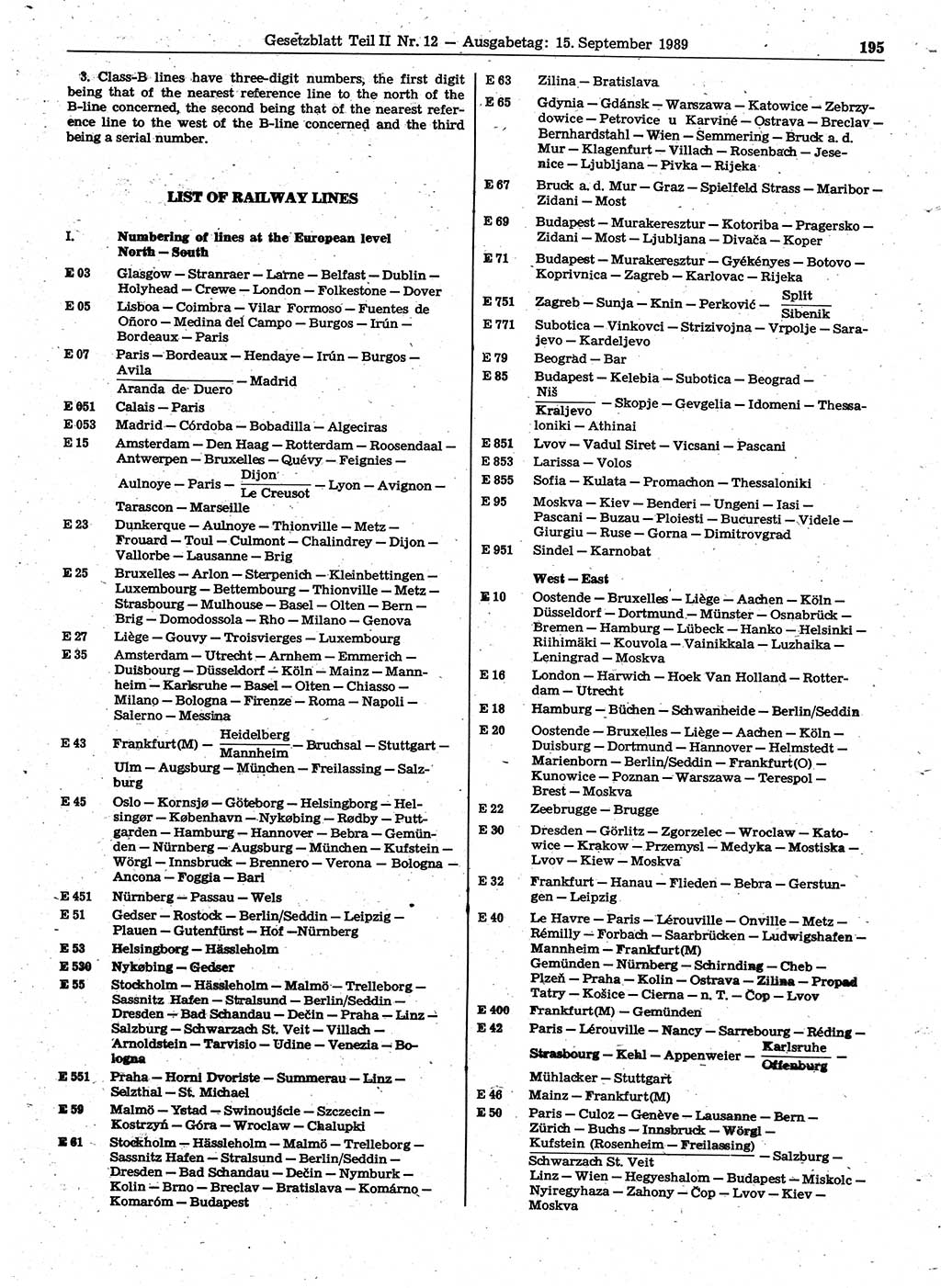 Gesetzblatt (GBl.) der Deutschen Demokratischen Republik (DDR) Teil ⅠⅠ 1989, Seite 195 (GBl. DDR ⅠⅠ 1989, S. 195)