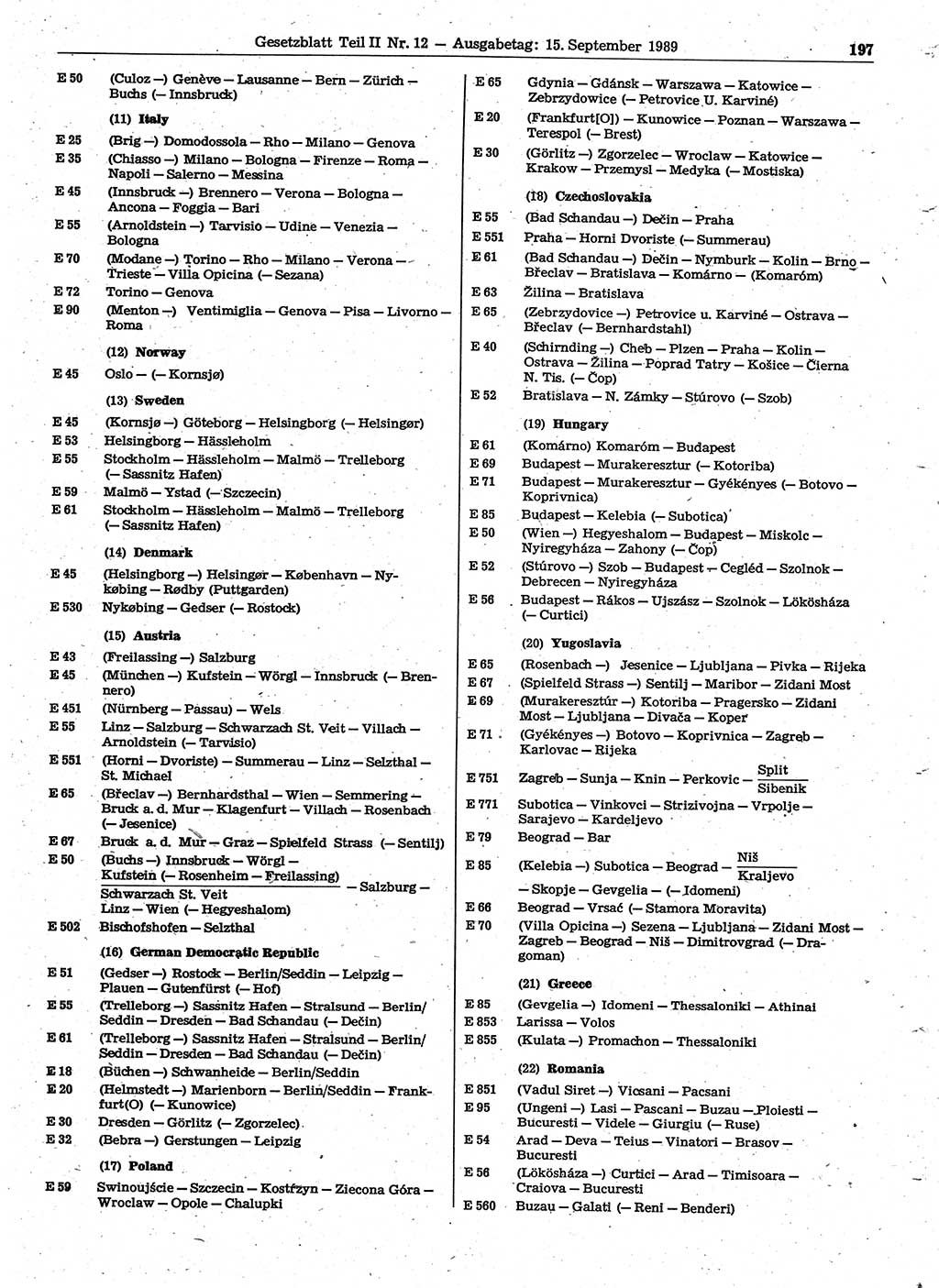 Gesetzblatt (GBl.) der Deutschen Demokratischen Republik (DDR) Teil ⅠⅠ 1989, Seite 197 (GBl. DDR ⅠⅠ 1989, S. 197)