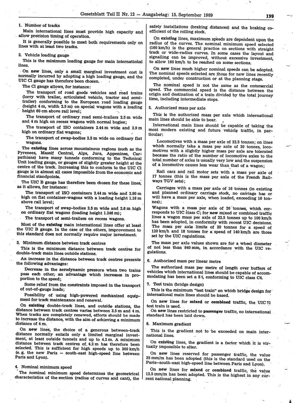 Gesetzblatt (GBl.) der Deutschen Demokratischen Republik (DDR) Teil ⅠⅠ 1989, Seite 199 (GBl. DDR ⅠⅠ 1989, S. 199)