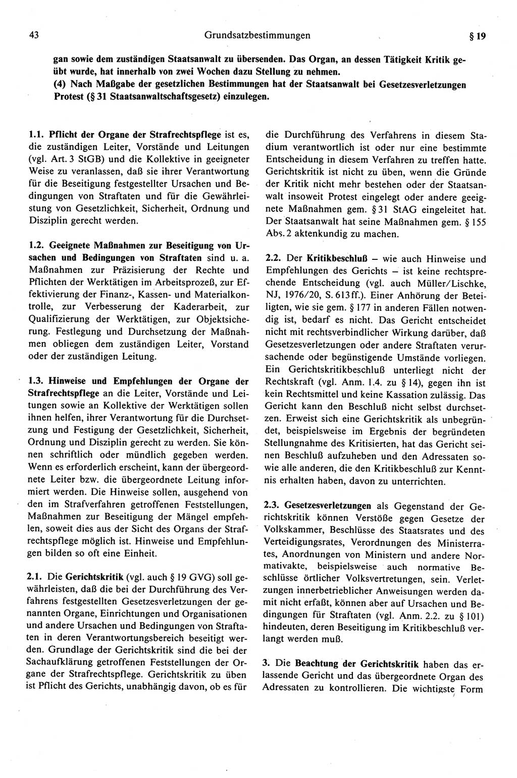 Strafprozeßrecht der DDR (Deutsche Demokratische Republik), Kommentar zur Strafprozeßordnung (StPO) 1989, Seite 43 (Strafprozeßr. DDR Komm. StPO 1989, S. 43)