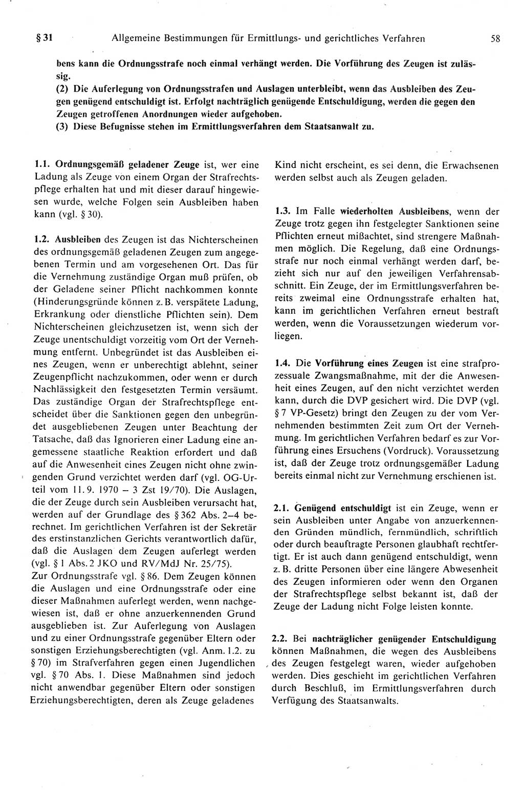 Strafprozeßrecht der DDR (Deutsche Demokratische Republik), Kommentar zur Strafprozeßordnung (StPO) 1989, Seite 58 (Strafprozeßr. DDR Komm. StPO 1989, S. 58)