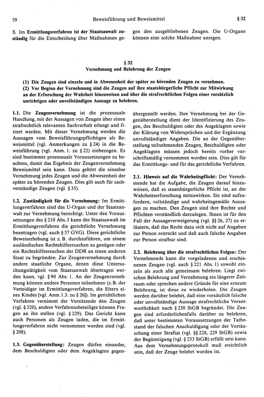 Strafprozeßrecht der DDR (Deutsche Demokratische Republik), Kommentar zur Strafprozeßordnung (StPO) 1989, Seite 59 (Strafprozeßr. DDR Komm. StPO 1989, S. 59)