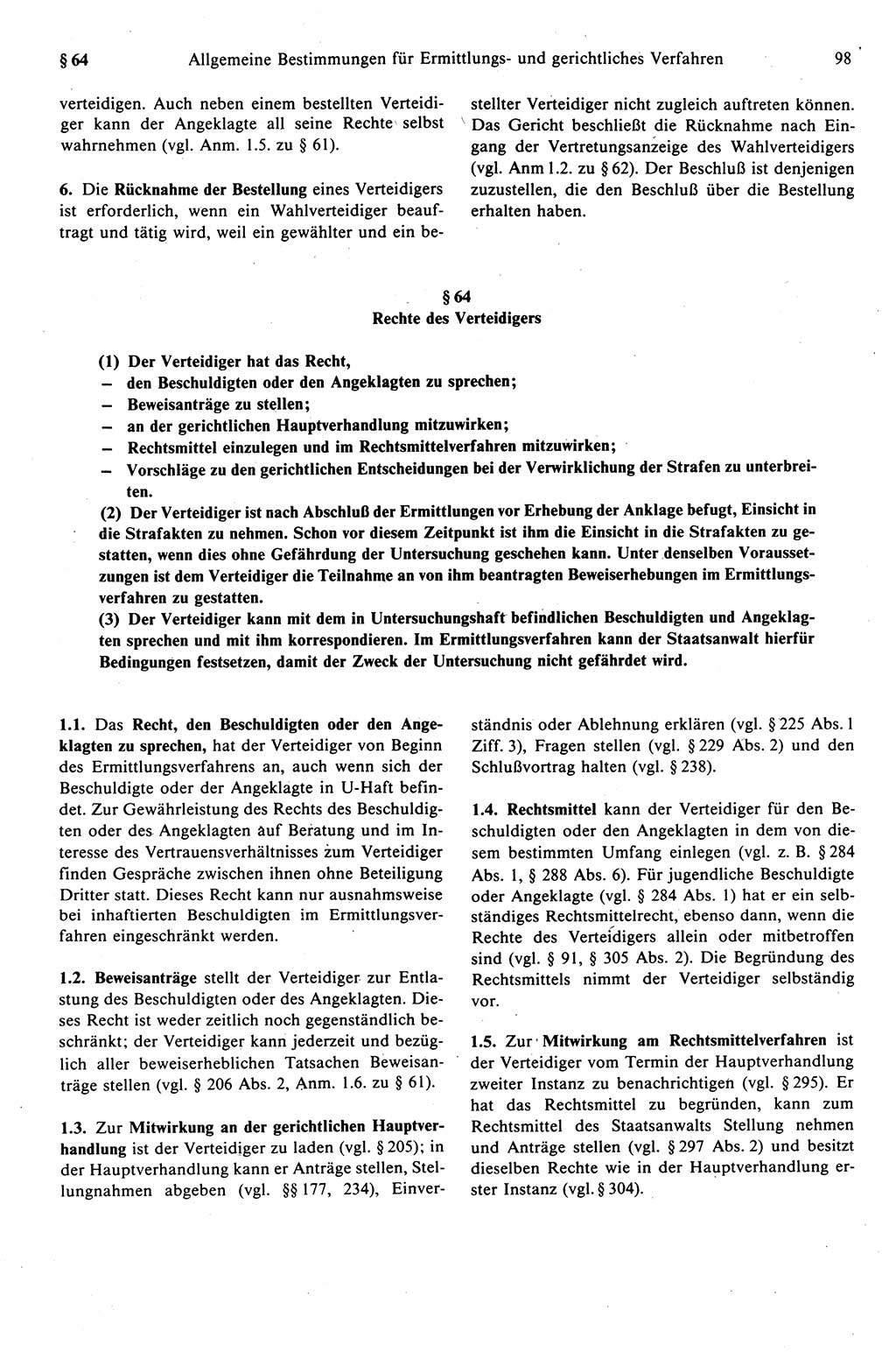 Strafprozeßrecht der DDR (Deutsche Demokratische Republik), Kommentar zur Strafprozeßordnung (StPO) 1989, Seite 98 (Strafprozeßr. DDR Komm. StPO 1989, S. 98)