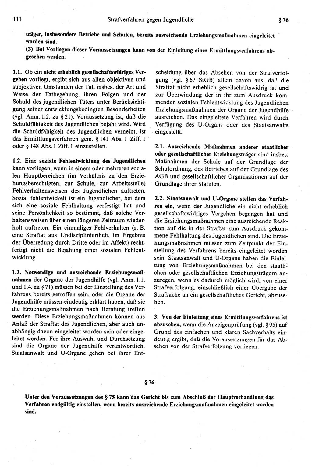 Strafprozeßrecht der DDR (Deutsche Demokratische Republik), Kommentar zur Strafprozeßordnung (StPO) 1989, Seite 111 (Strafprozeßr. DDR Komm. StPO 1989, S. 111)