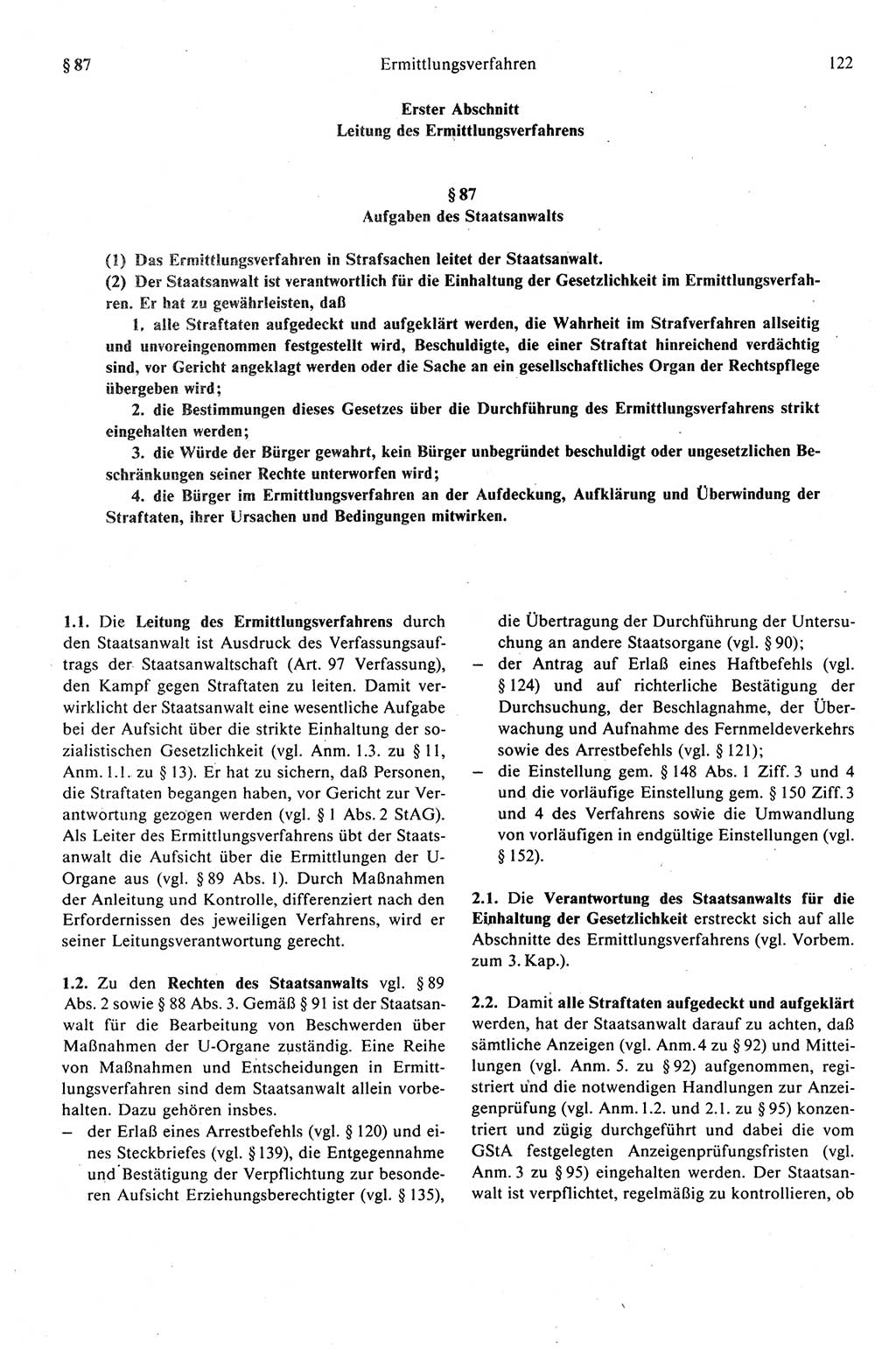 Strafprozeßrecht der DDR (Deutsche Demokratische Republik), Kommentar zur Strafprozeßordnung (StPO) 1989, Seite 122 (Strafprozeßr. DDR Komm. StPO 1989, S. 122)