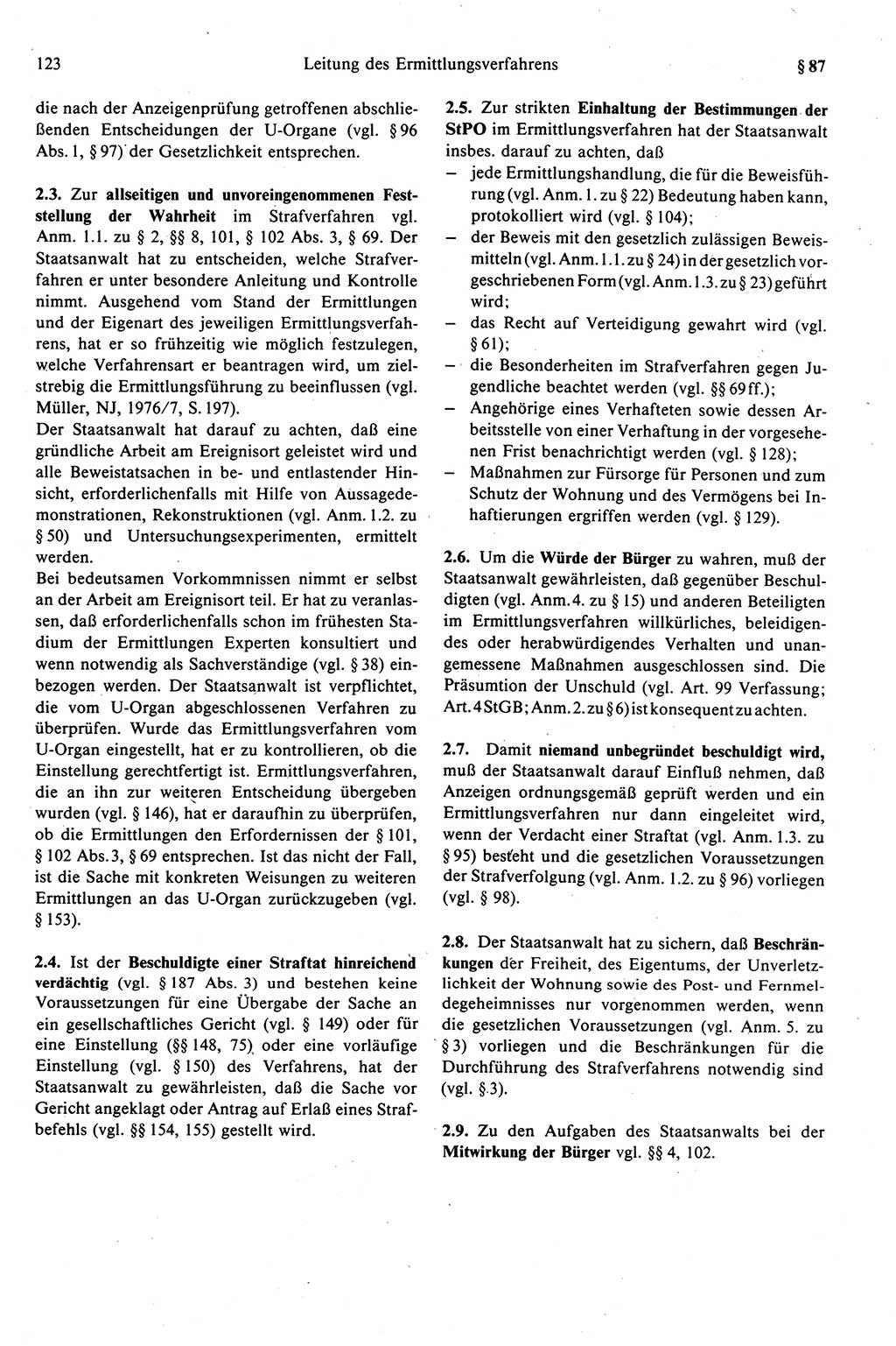 Strafprozeßrecht der DDR (Deutsche Demokratische Republik), Kommentar zur Strafprozeßordnung (StPO) 1989, Seite 123 (Strafprozeßr. DDR Komm. StPO 1989, S. 123)