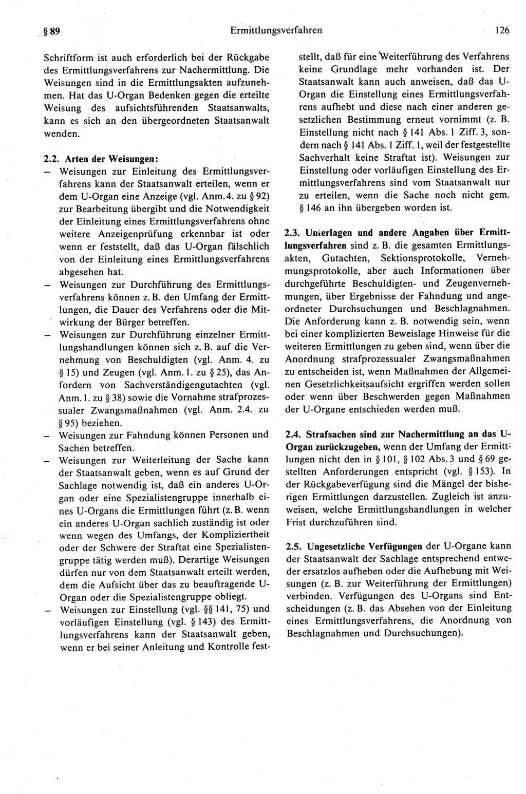 Strafprozeßrecht der DDR (Deutsche Demokratische Republik), Kommentar zur Strafprozeßordnung (StPO) 1989, Seite 126 (Strafprozeßr. DDR Komm. StPO 1989, S. 126)