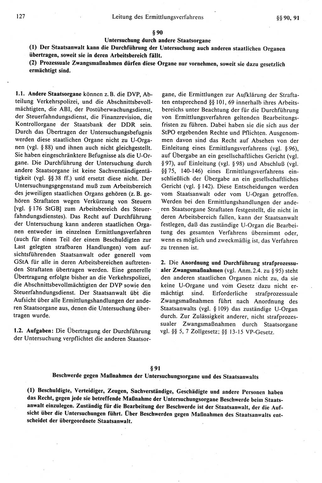 Strafprozeßrecht der DDR (Deutsche Demokratische Republik), Kommentar zur Strafprozeßordnung (StPO) 1989, Seite 127 (Strafprozeßr. DDR Komm. StPO 1989, S. 127)