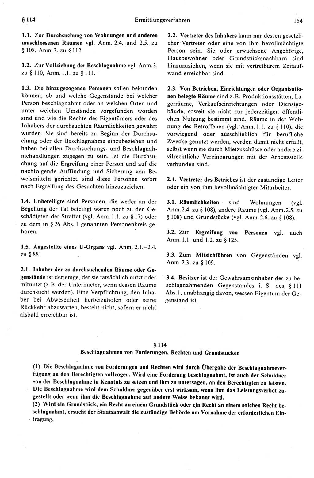 Strafprozeßrecht der DDR (Deutsche Demokratische Republik), Kommentar zur Strafprozeßordnung (StPO) 1989, Seite 154 (Strafprozeßr. DDR Komm. StPO 1989, S. 154)