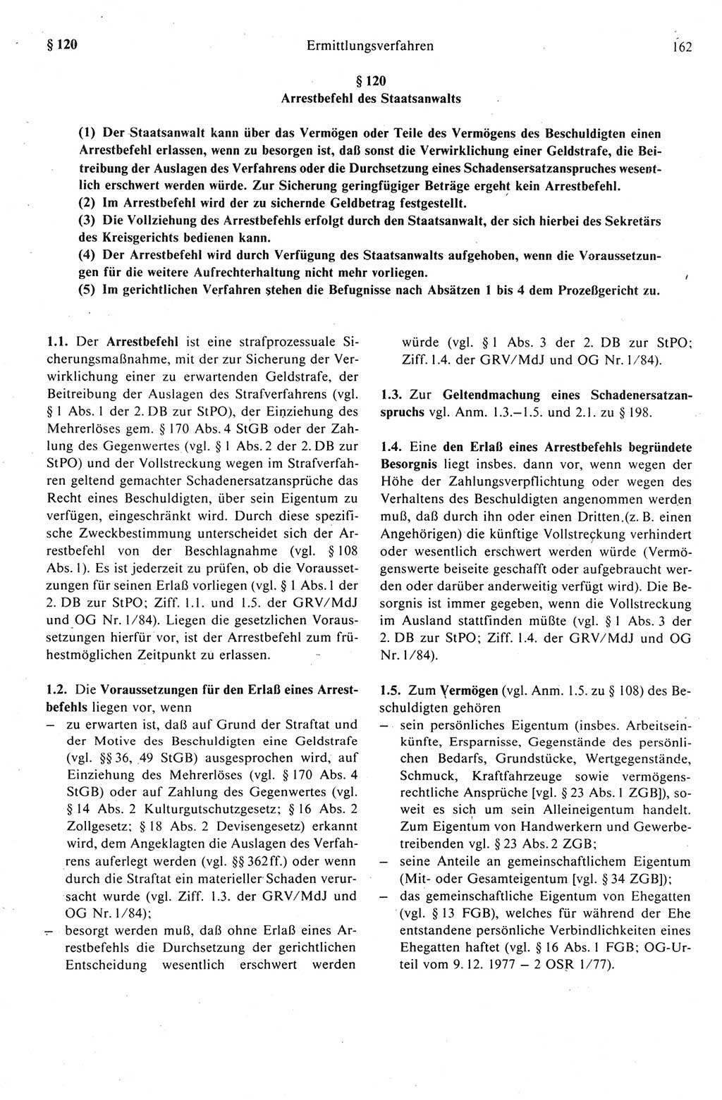 Strafprozeßrecht der DDR (Deutsche Demokratische Republik), Kommentar zur Strafprozeßordnung (StPO) 1989, Seite 162 (Strafprozeßr. DDR Komm. StPO 1989, S. 162)