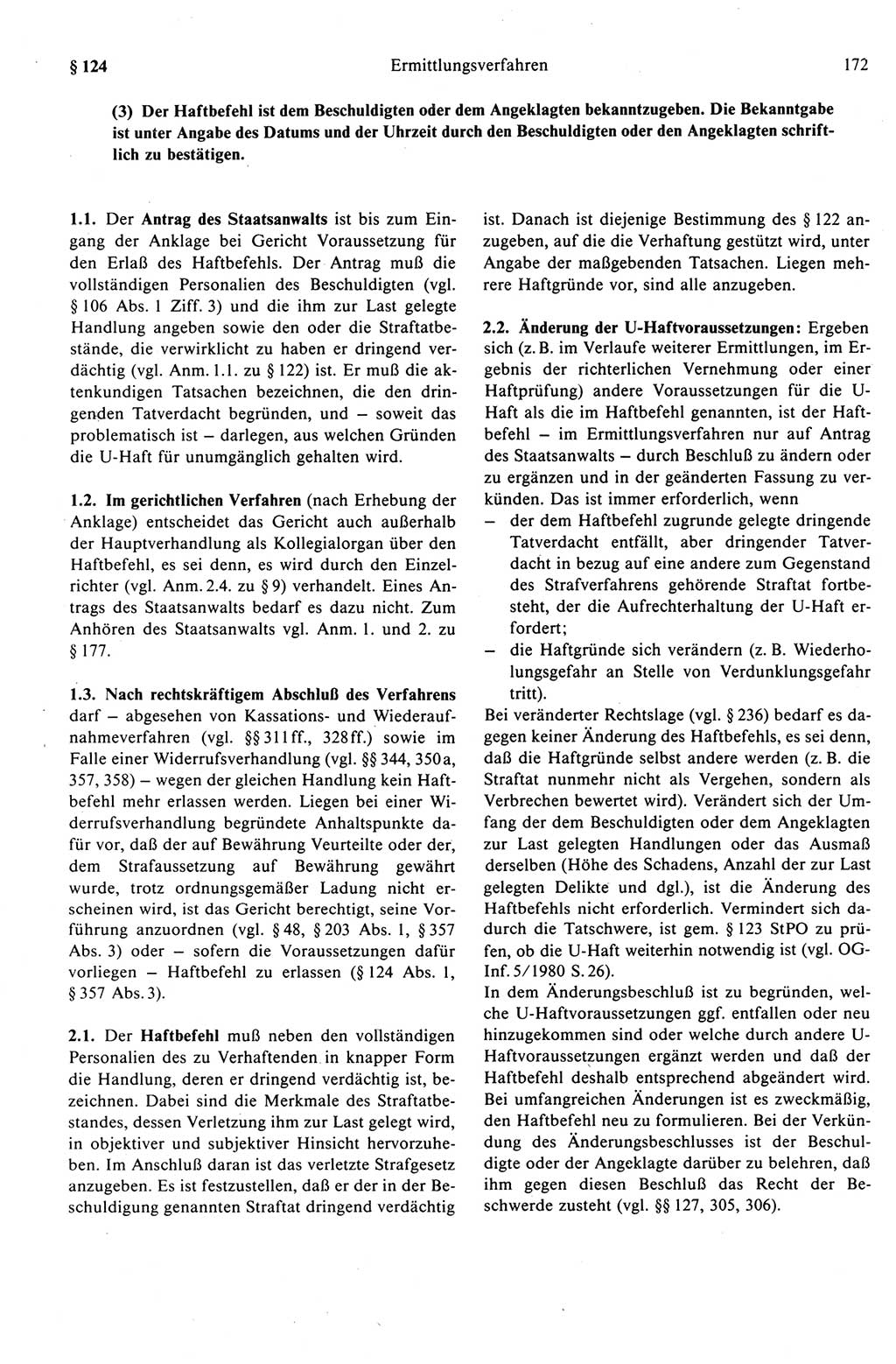 Strafprozeßrecht der DDR (Deutsche Demokratische Republik), Kommentar zur Strafprozeßordnung (StPO) 1989, Seite 172 (Strafprozeßr. DDR Komm. StPO 1989, S. 172)